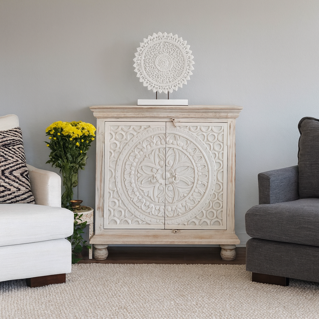 Liva Carved Wooden Chest