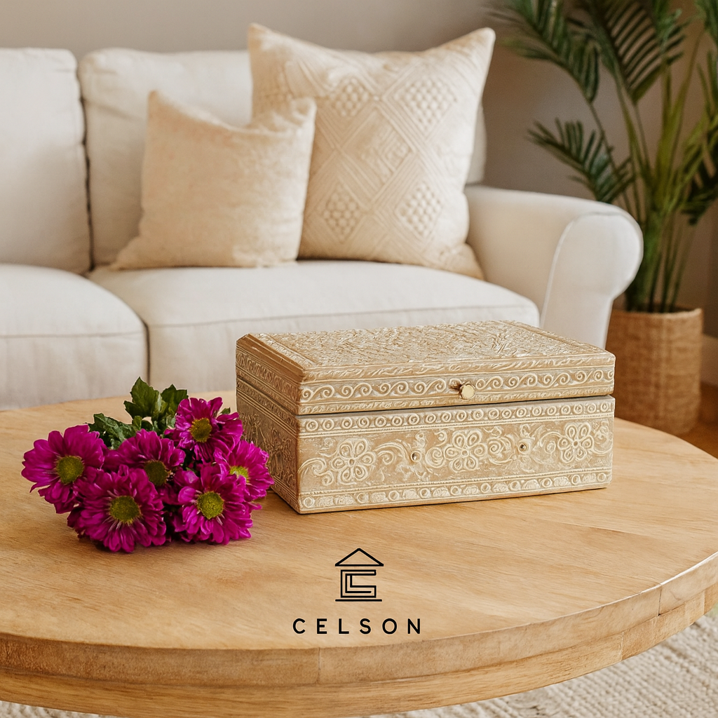 Jean Wooden Hand Painted Storage Box