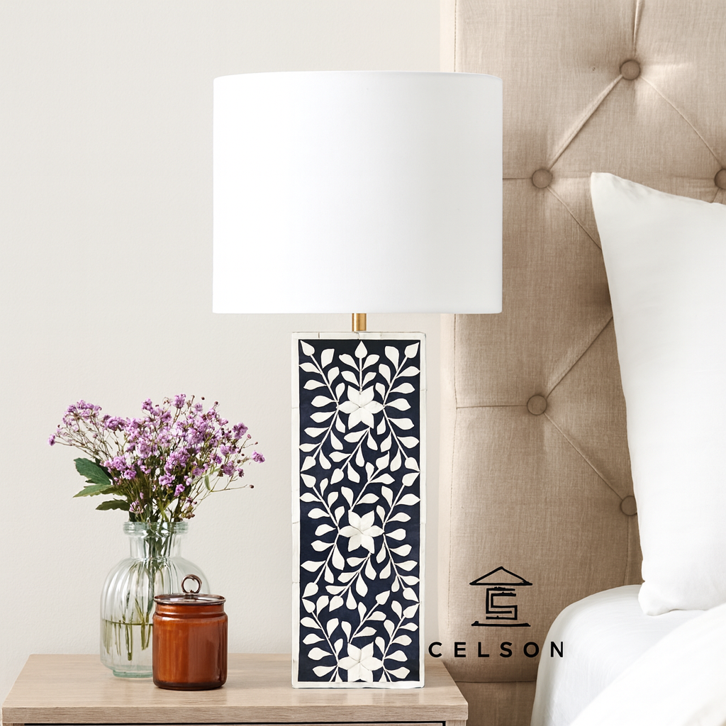 Smith Bone Inlay Lamp with Shade
