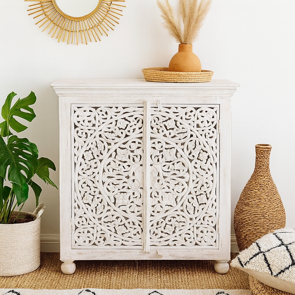 Ziva Carved Wooden Chest