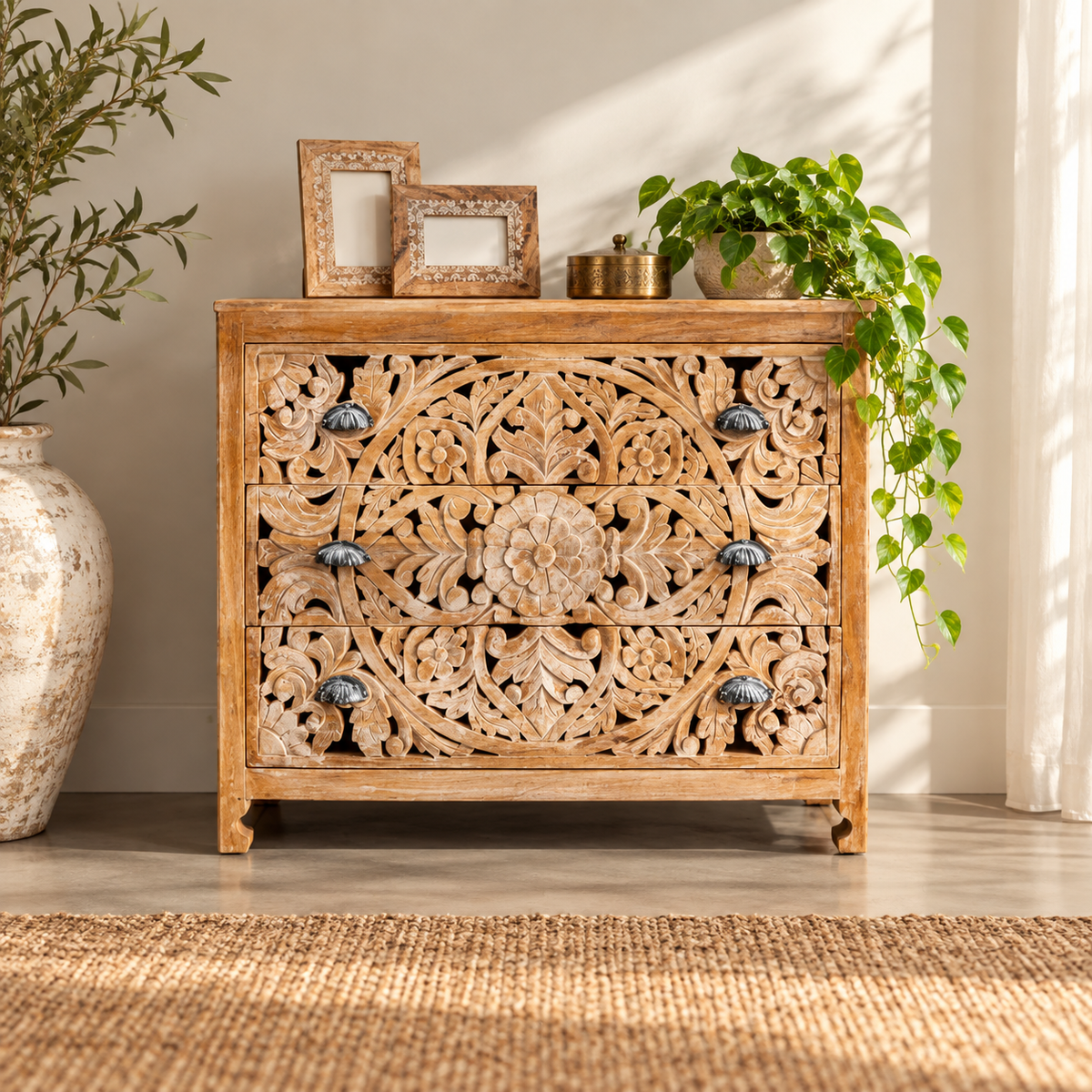 Cheloe Wooden Carved Chest