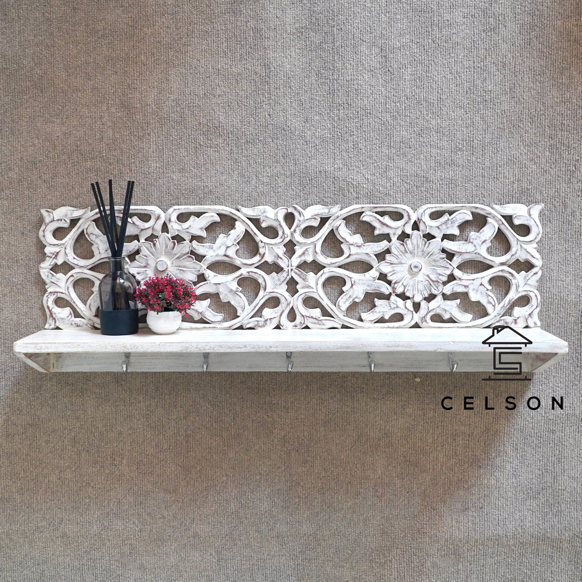 Willam Hand carved Wall Shelf