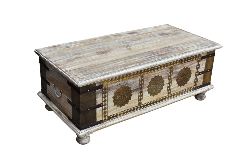 Kemi Carved Wooden Storage Trunk