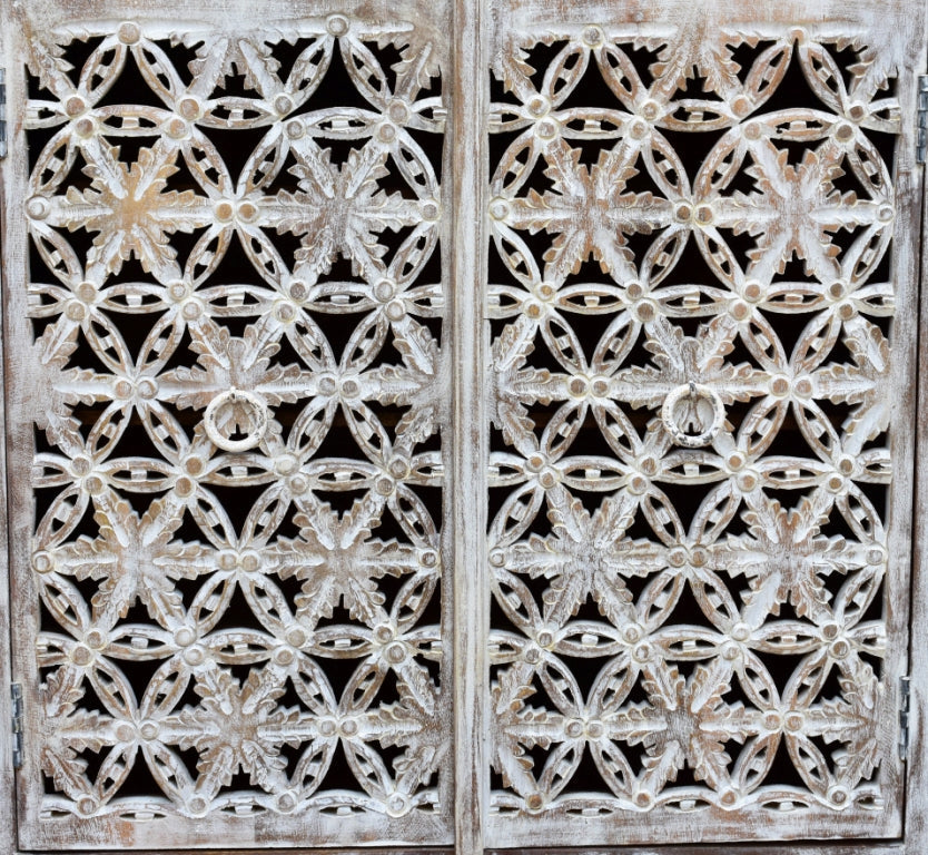 Nico Hand Carved Wooden Shoe Cabinet