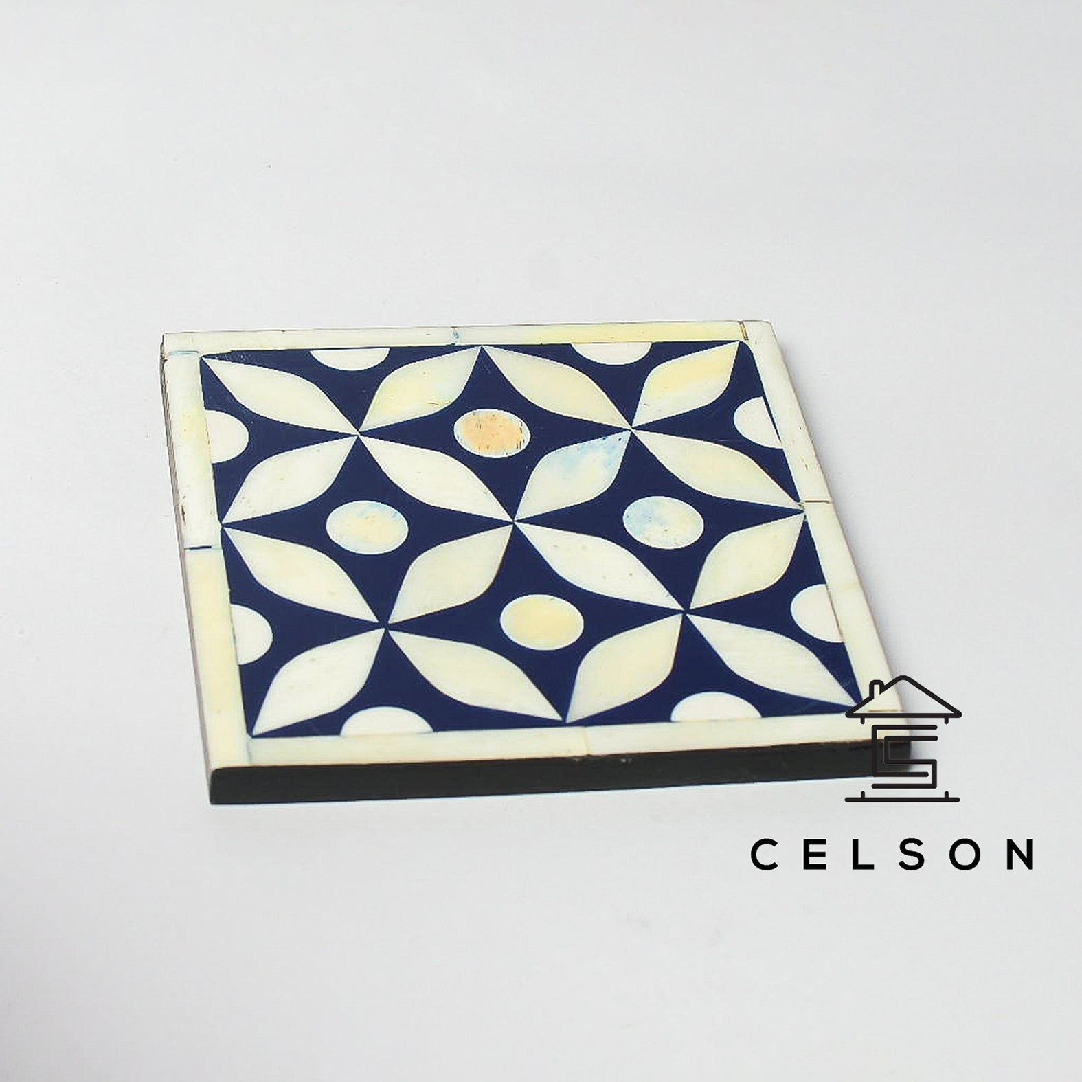 Geometric Pattern Bone Inlay Coaster
