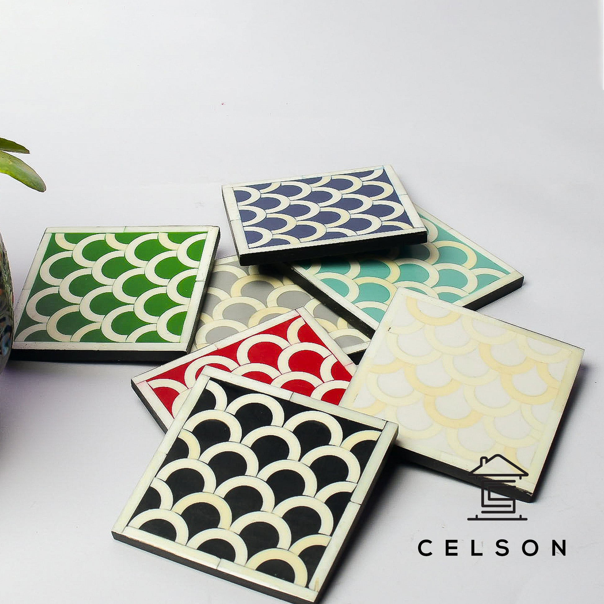 Fish Scale Bone Inlay Coaster