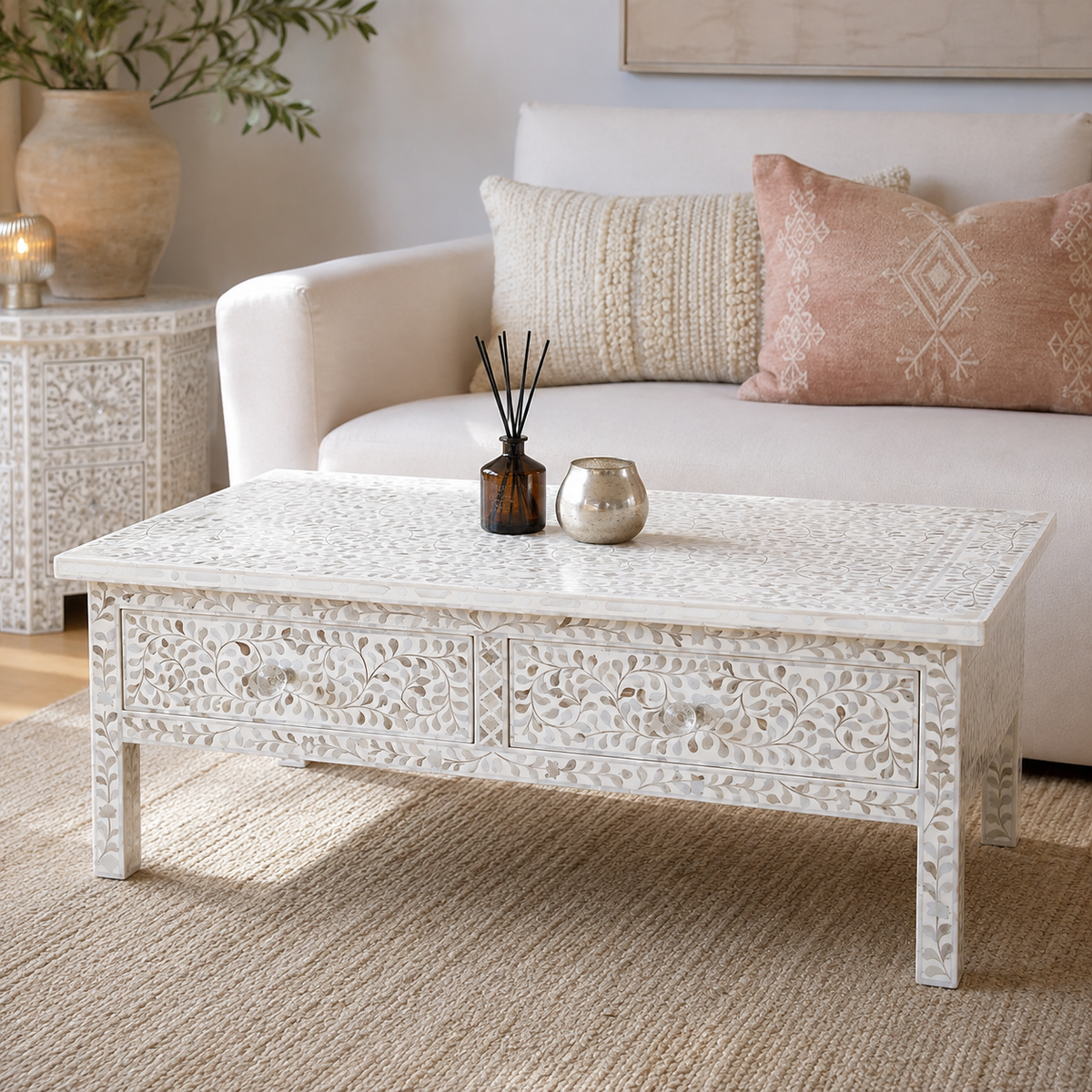 Harry Mother Of Pearl Inlay Coffee Table