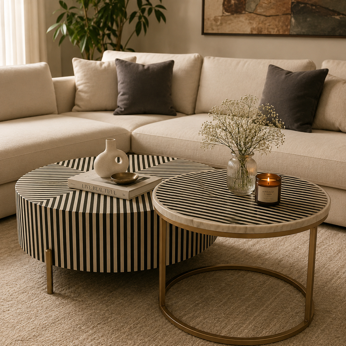 Lexi Bone Inlay Coffee Table Set