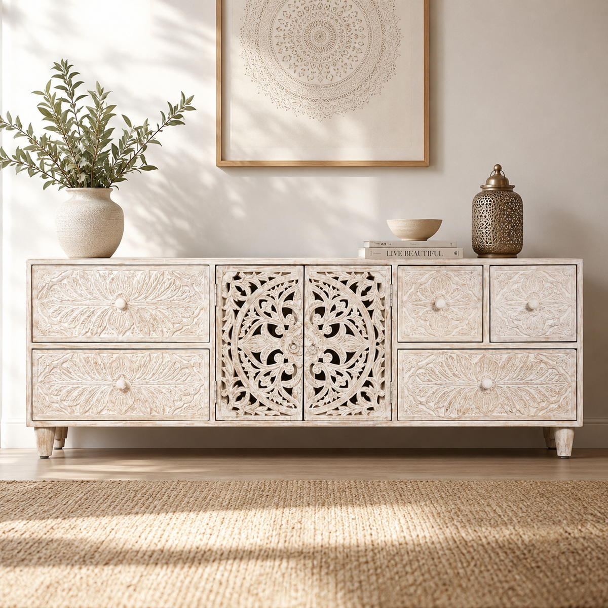 Amor Hand Carved Wooden TV Cabinet