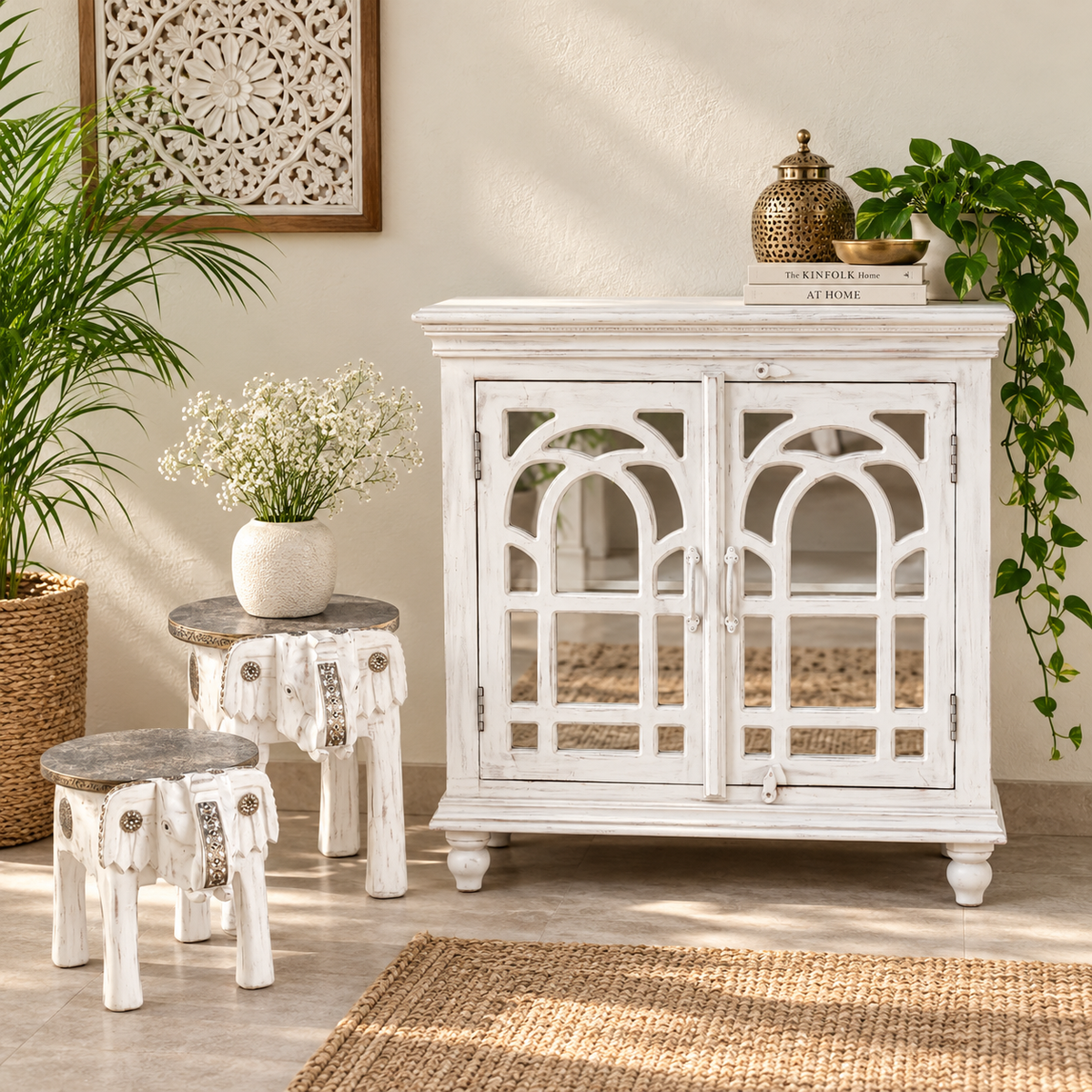 Ellma Carved Wooden Chest