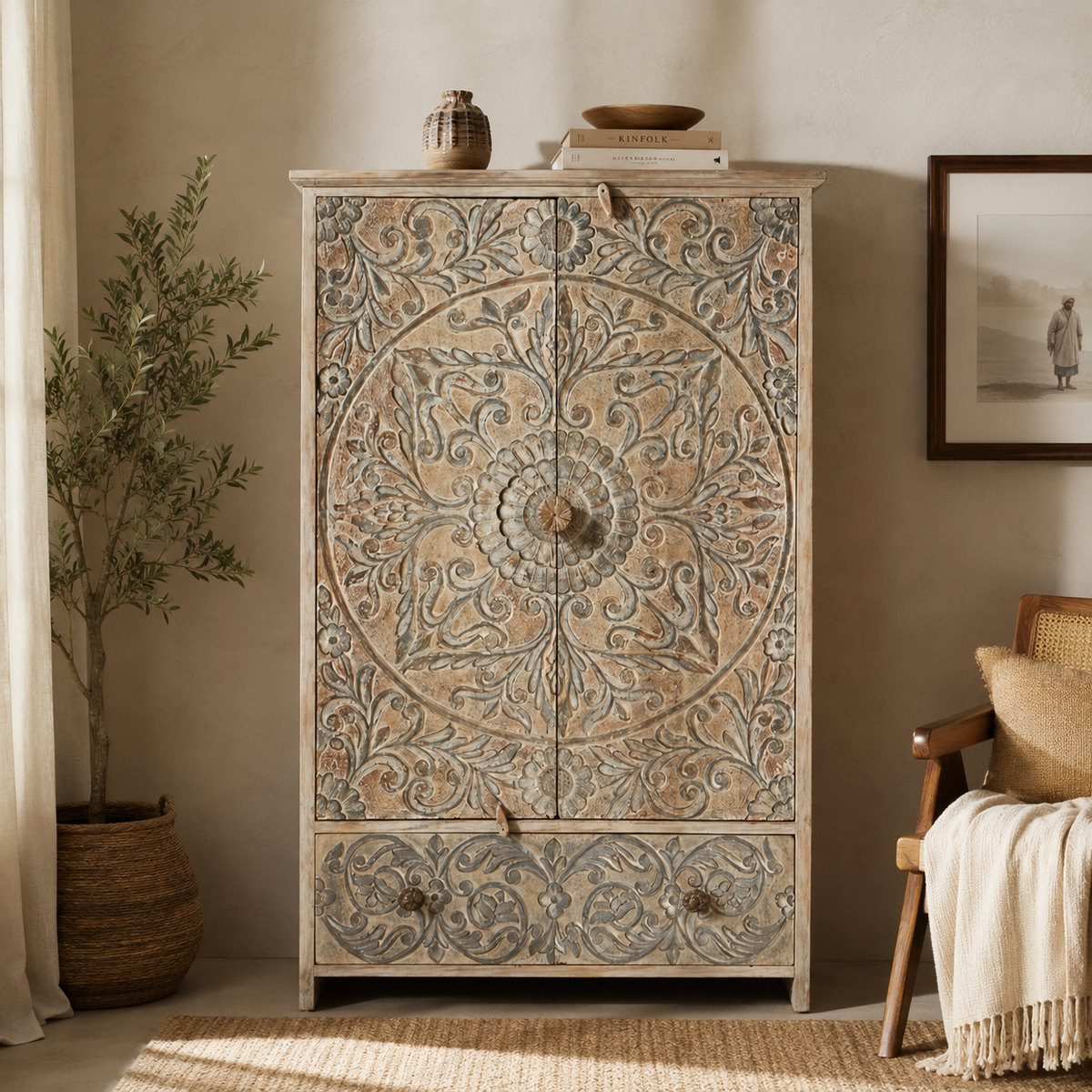 Klaus Hand Carved Almirah