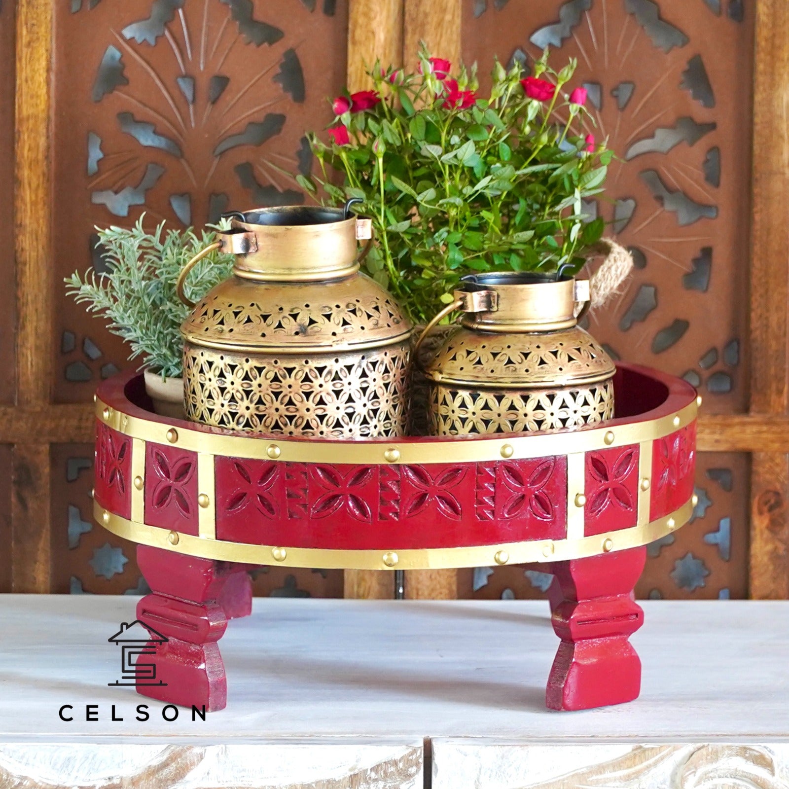 Ansh Carved Chakki Table