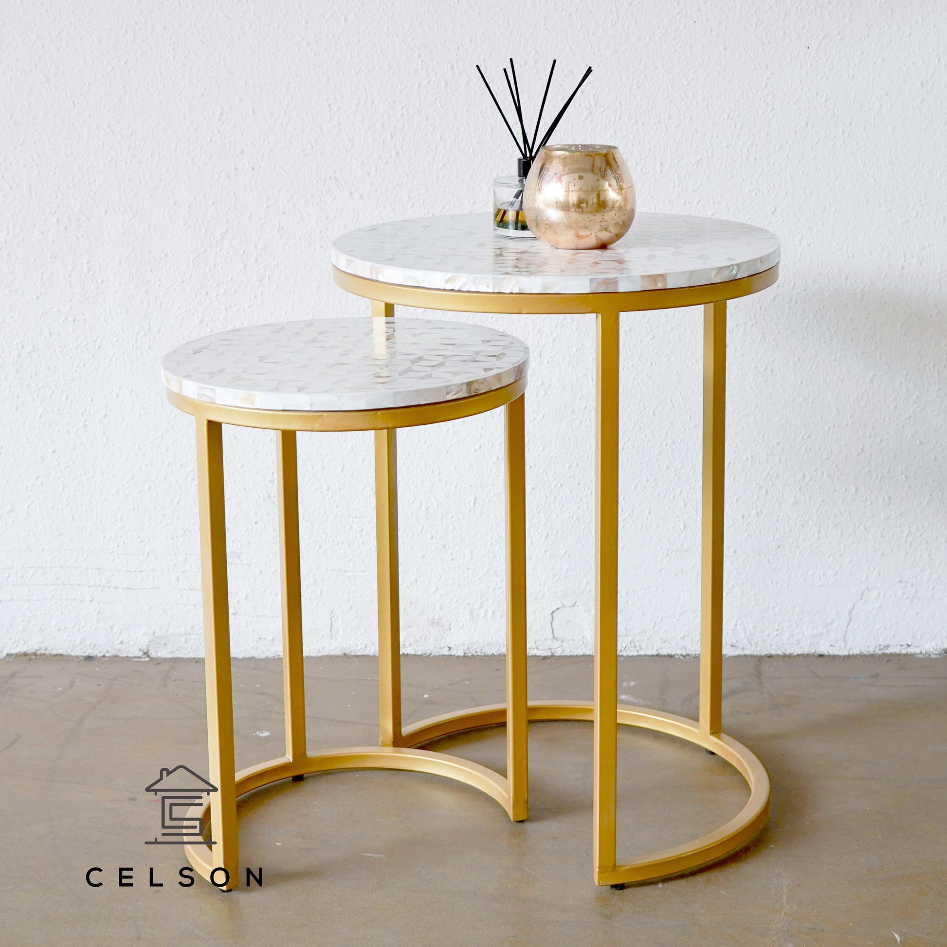 Omar Mother of Pearl Inlay Nesting Table Set