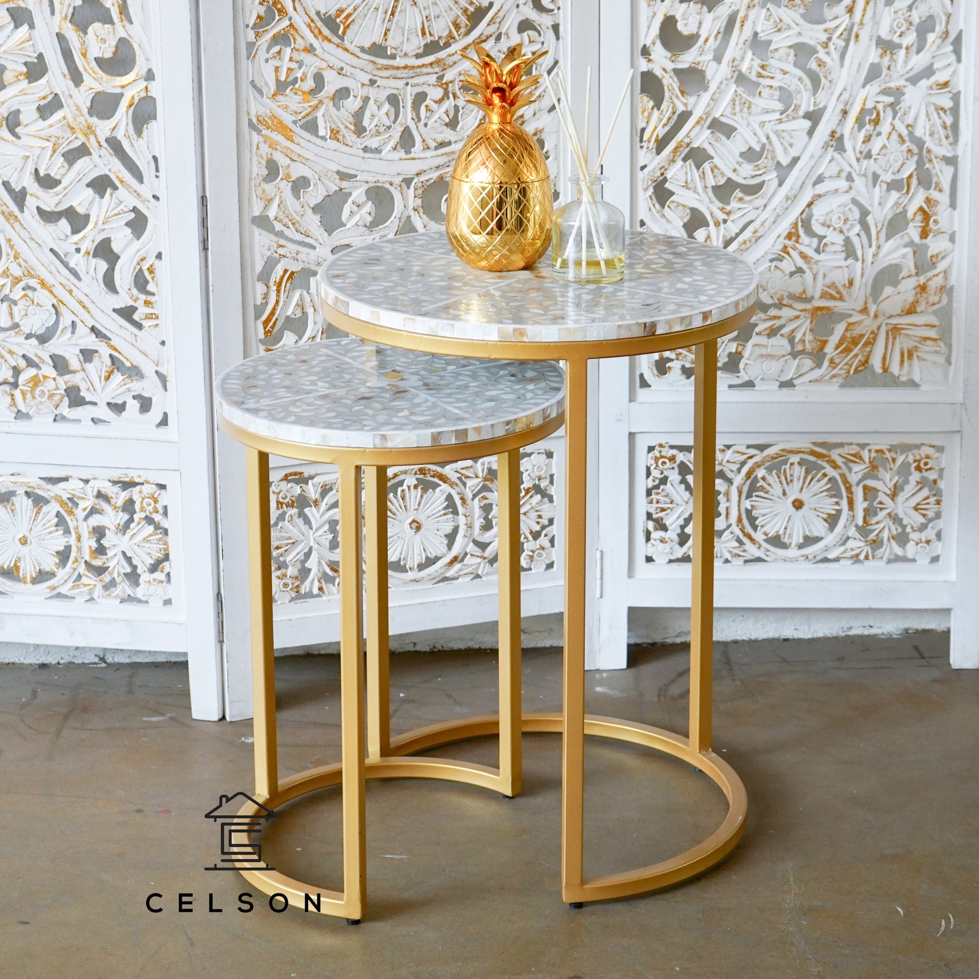 Kelvin Mother of Pearl Inlay Nesting Table Set