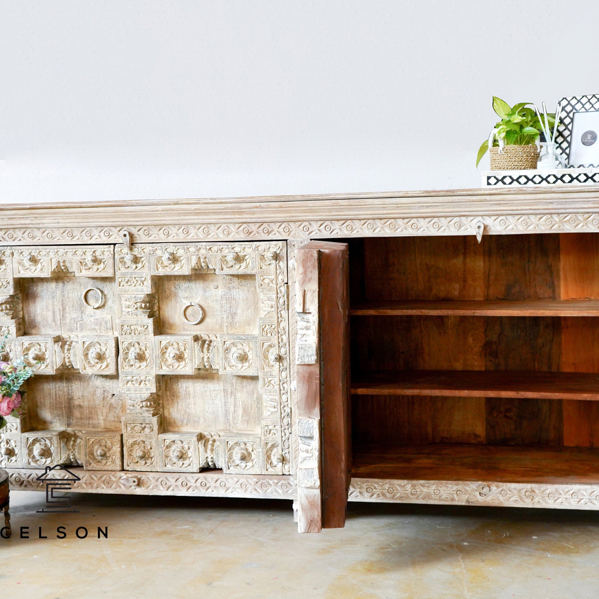 Daniel Hand Carved Wooden Sideboard