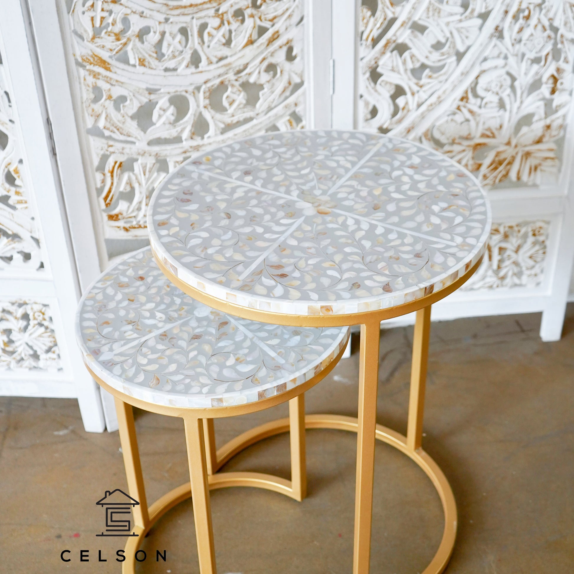 Kelvin Mother of Pearl Inlay Nesting Table Set