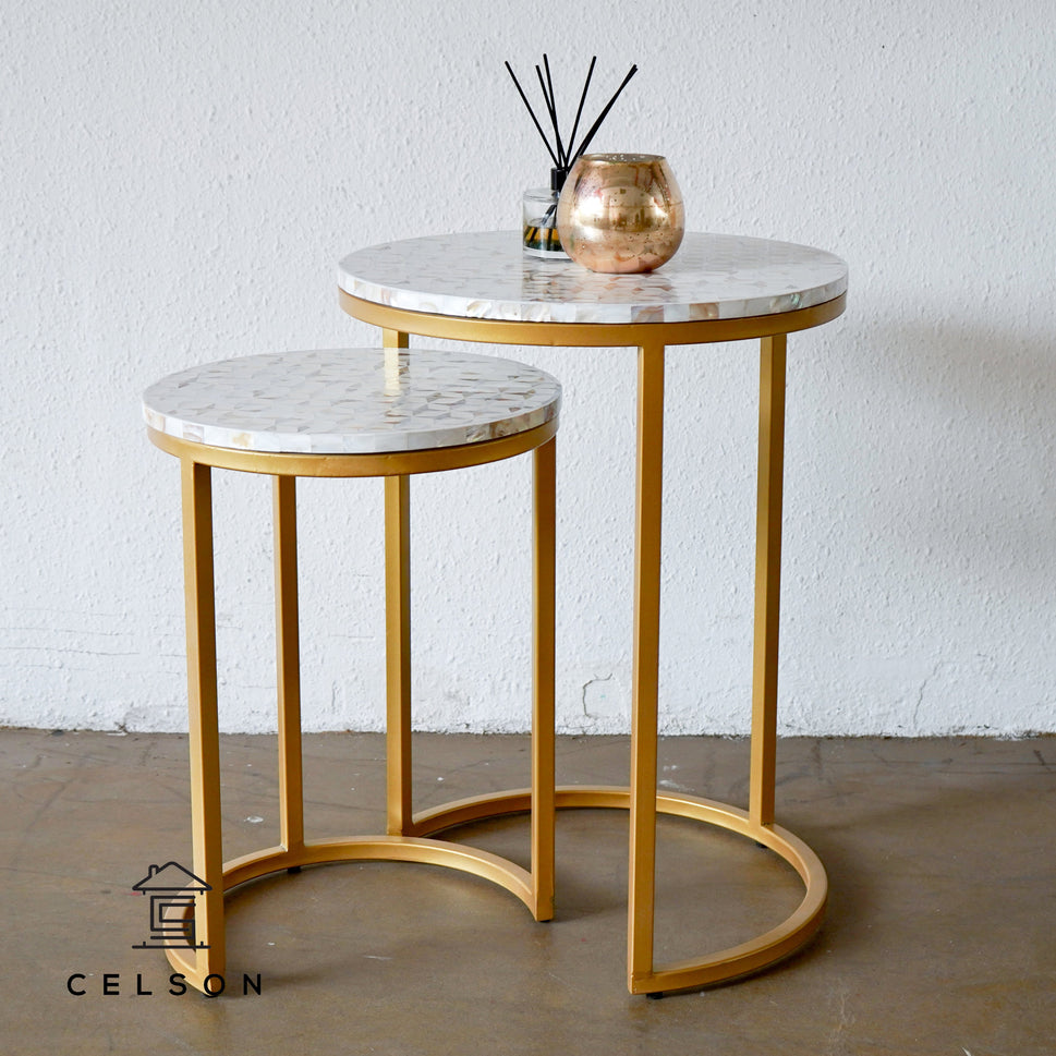 Zayna Mother of Pearl Inlay Nesting Table Set