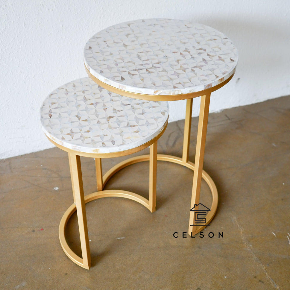 Zayna Mother of Pearl Inlay Nesting Table Set