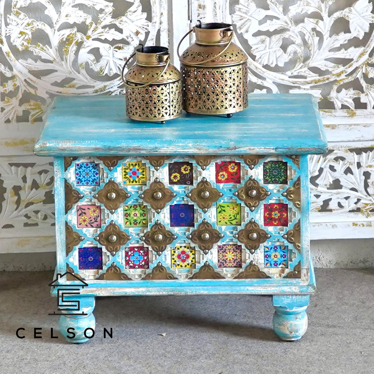 Viinar Carved Tile Storage Trunk