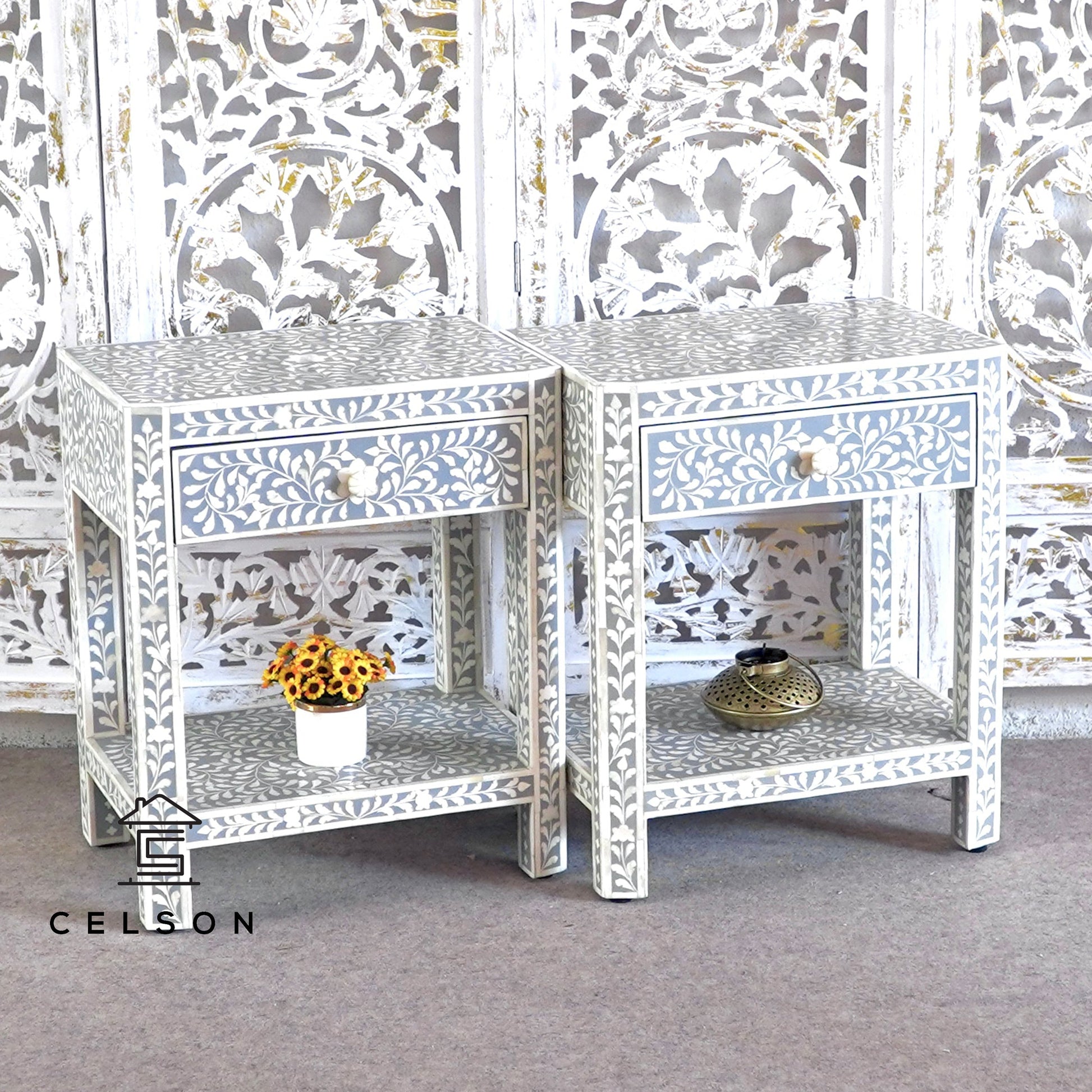 Thoren Bone Inlay Bedside