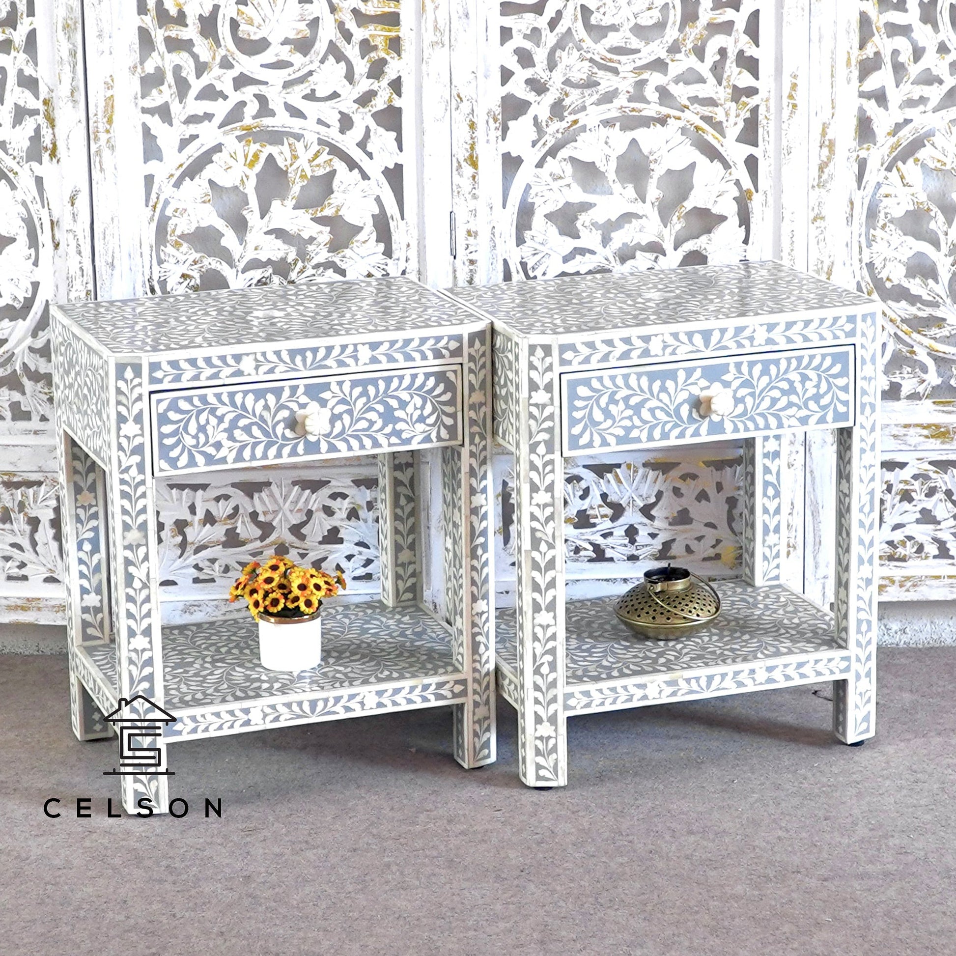 Thoren Bone Inlay Bedside