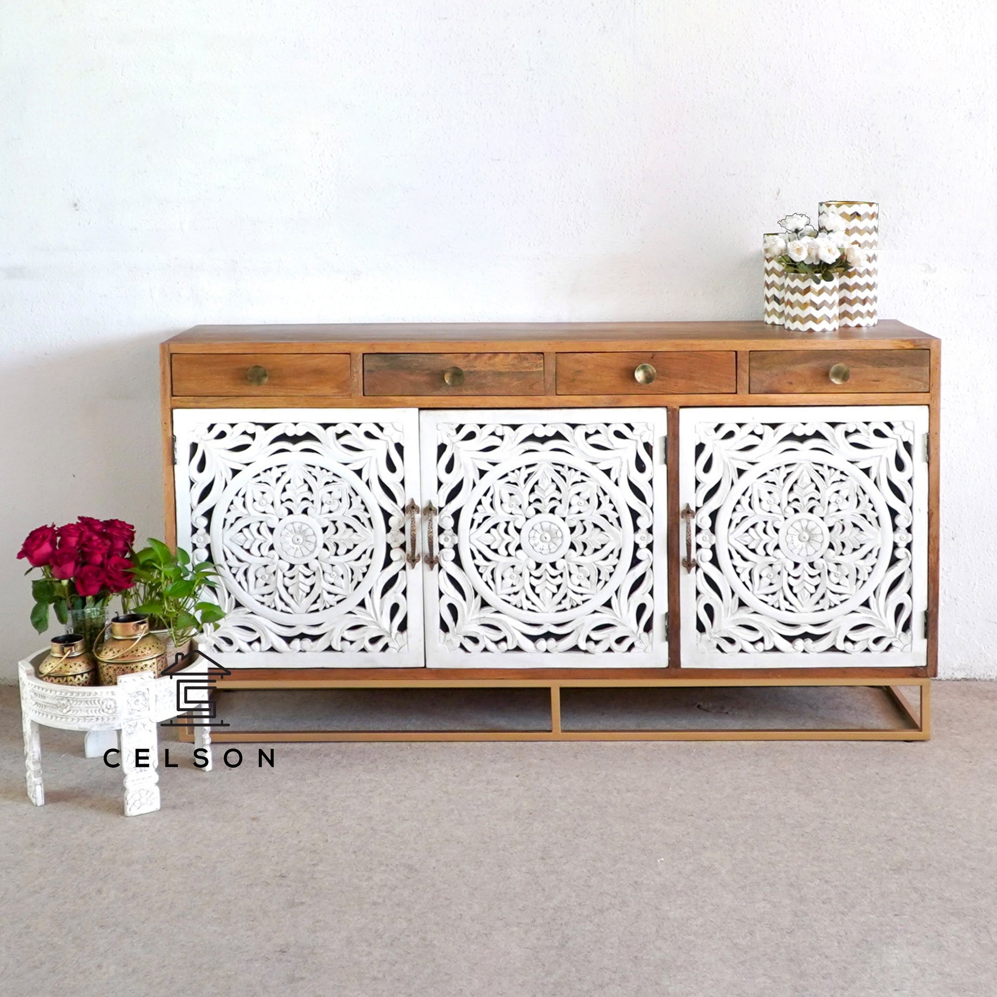 Perry Hand Carved Wooden Buffet