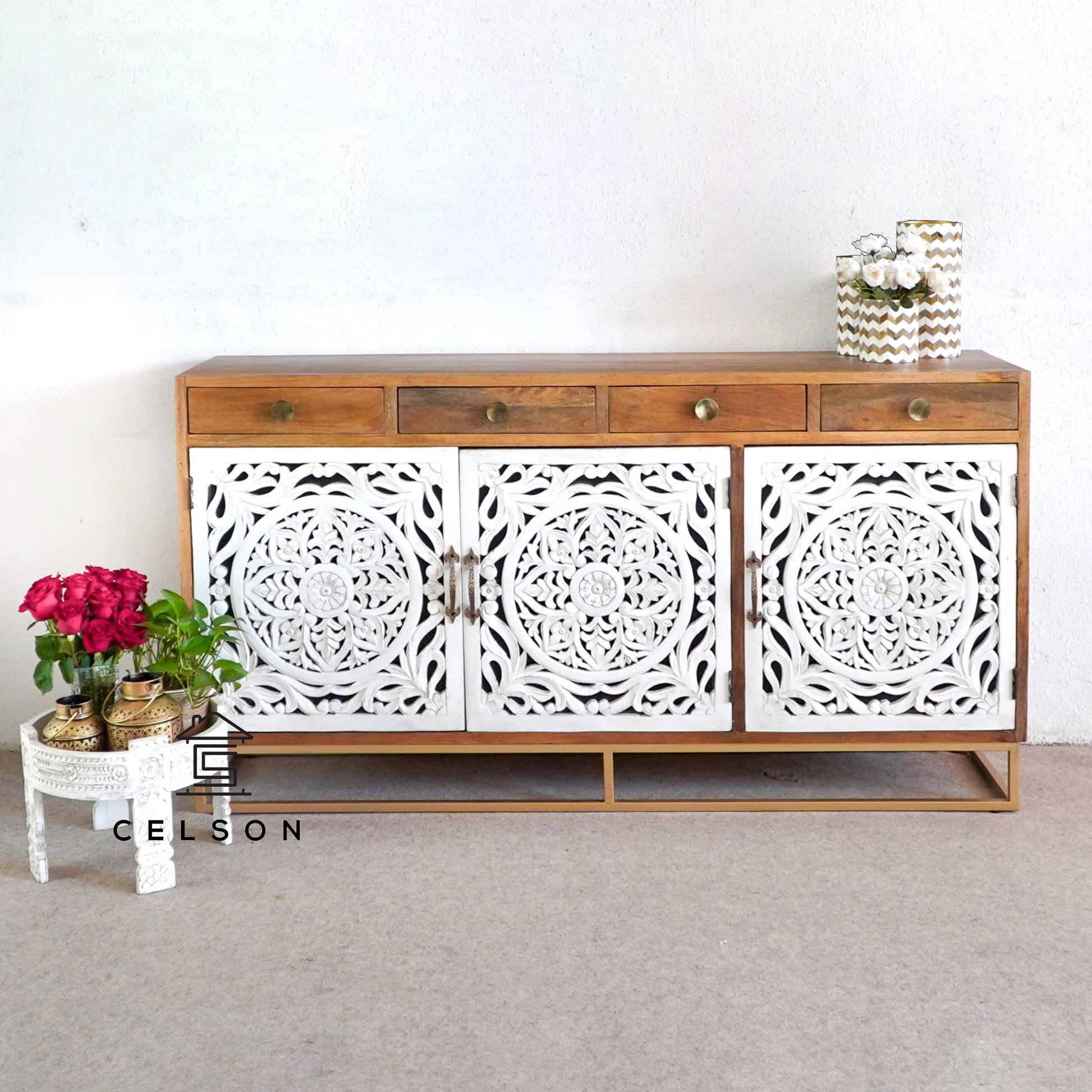 Perry Hand Carved Wooden Buffet