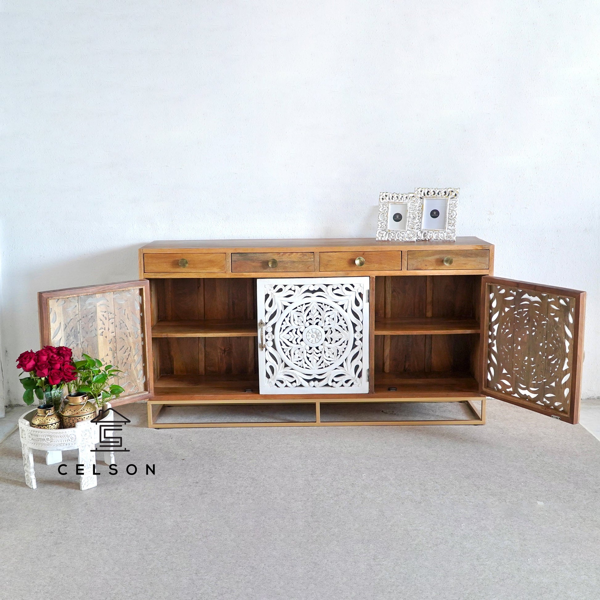 Perry Hand Carved Wooden Buffet