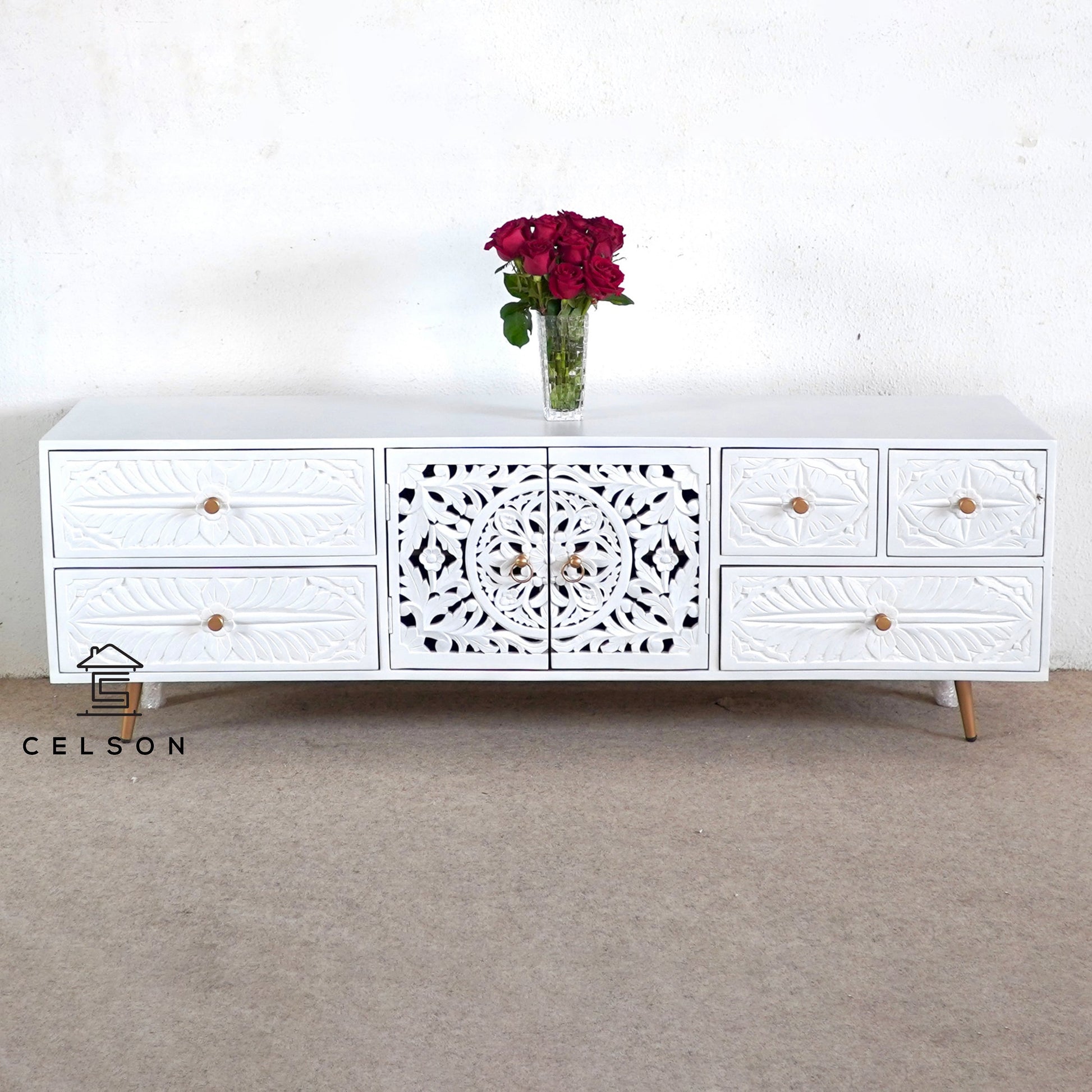 Emily Hand Carved TV Console