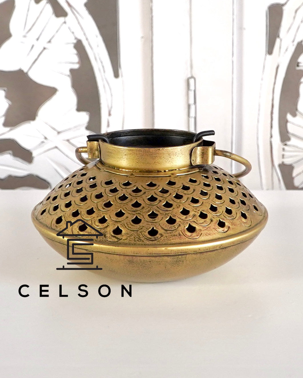 Fish Antique Brass Lantern