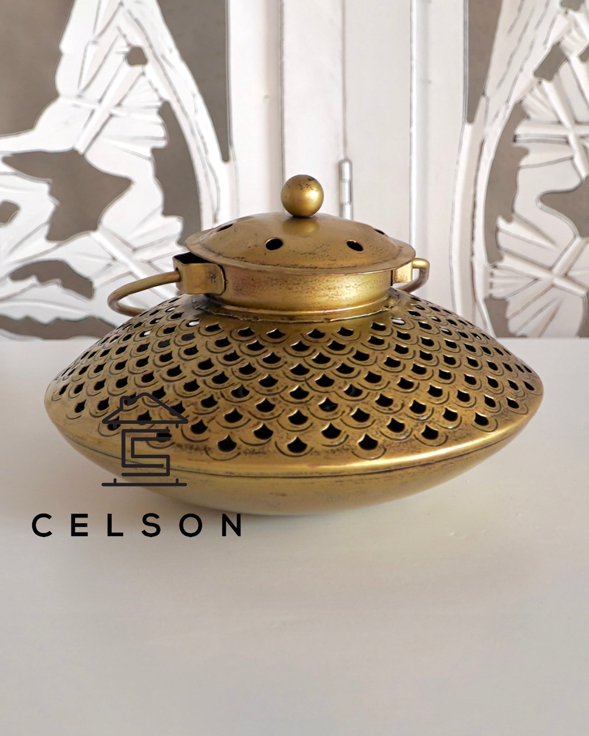 Fish Antique Brass Lantern