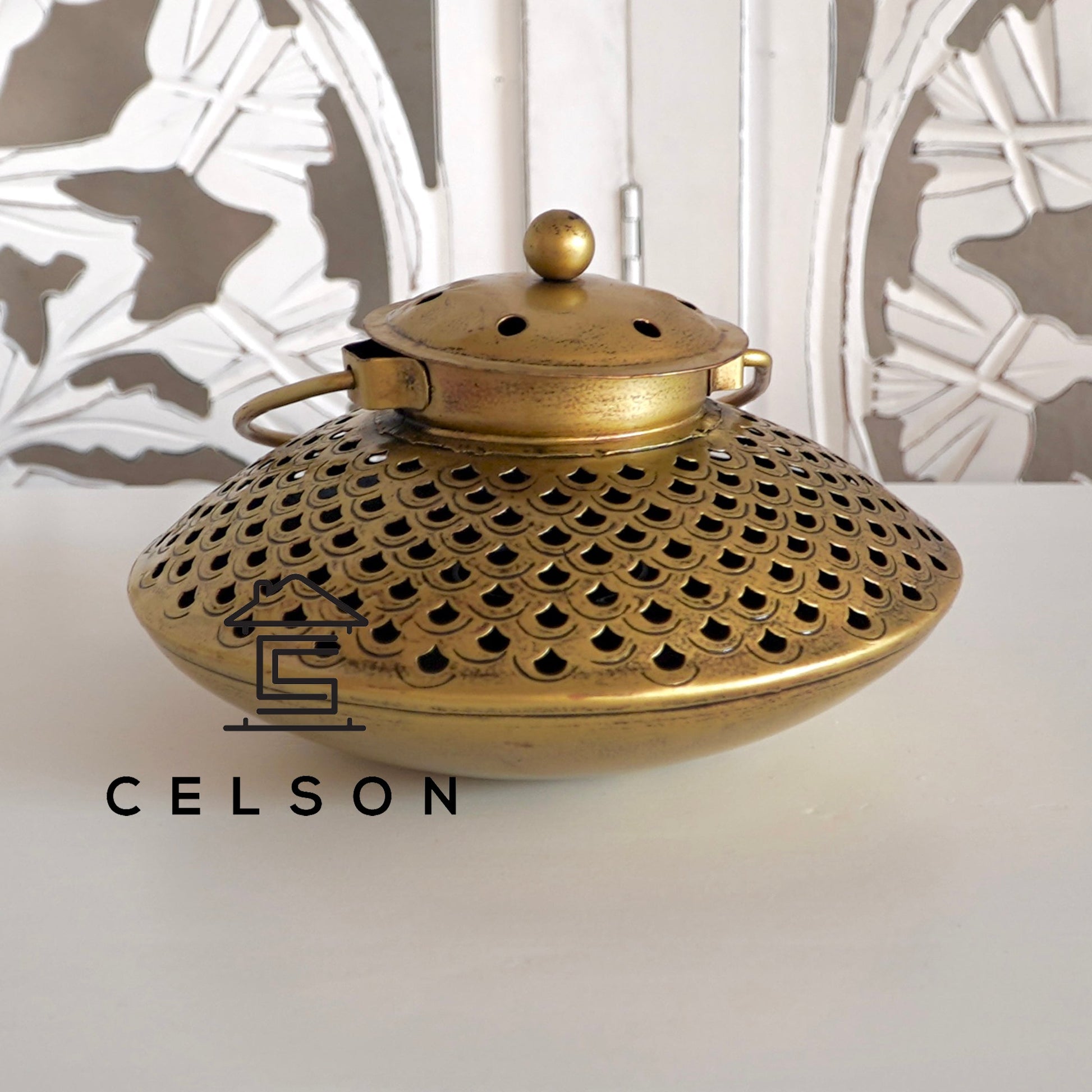 Fish Antique Brass Lantern