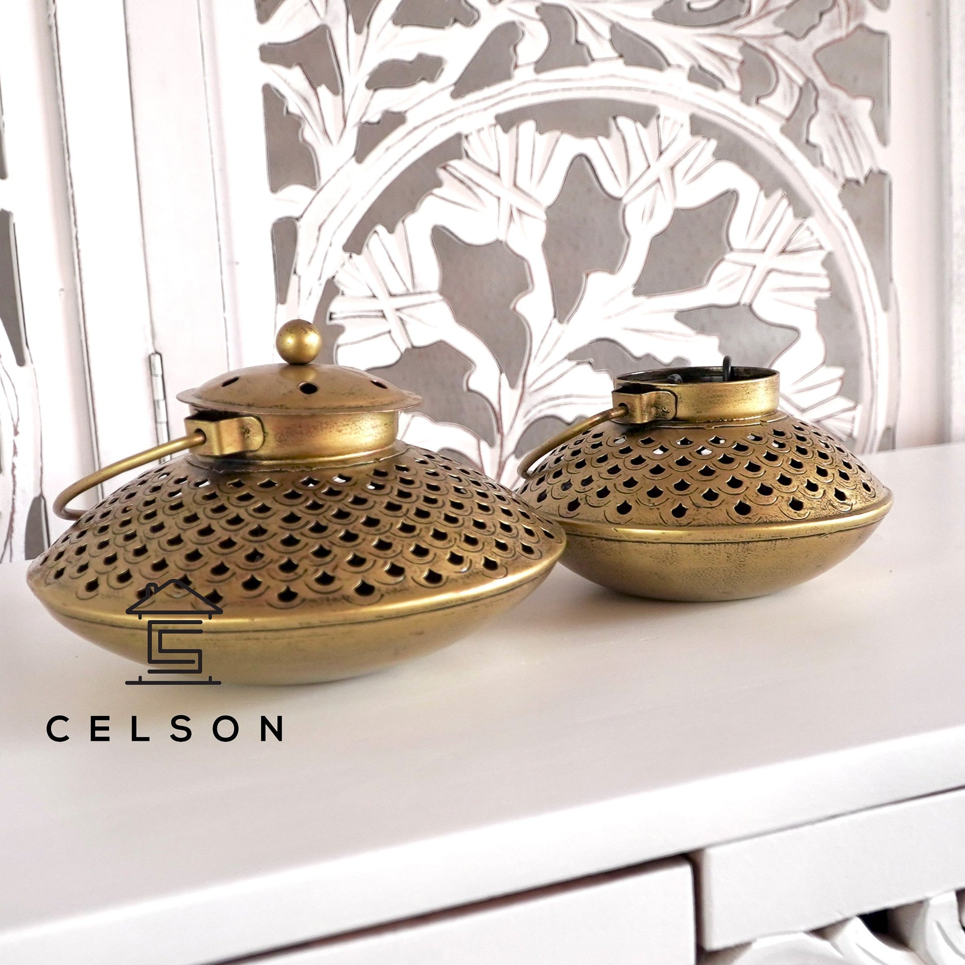 Fish Antique Brass Lantern