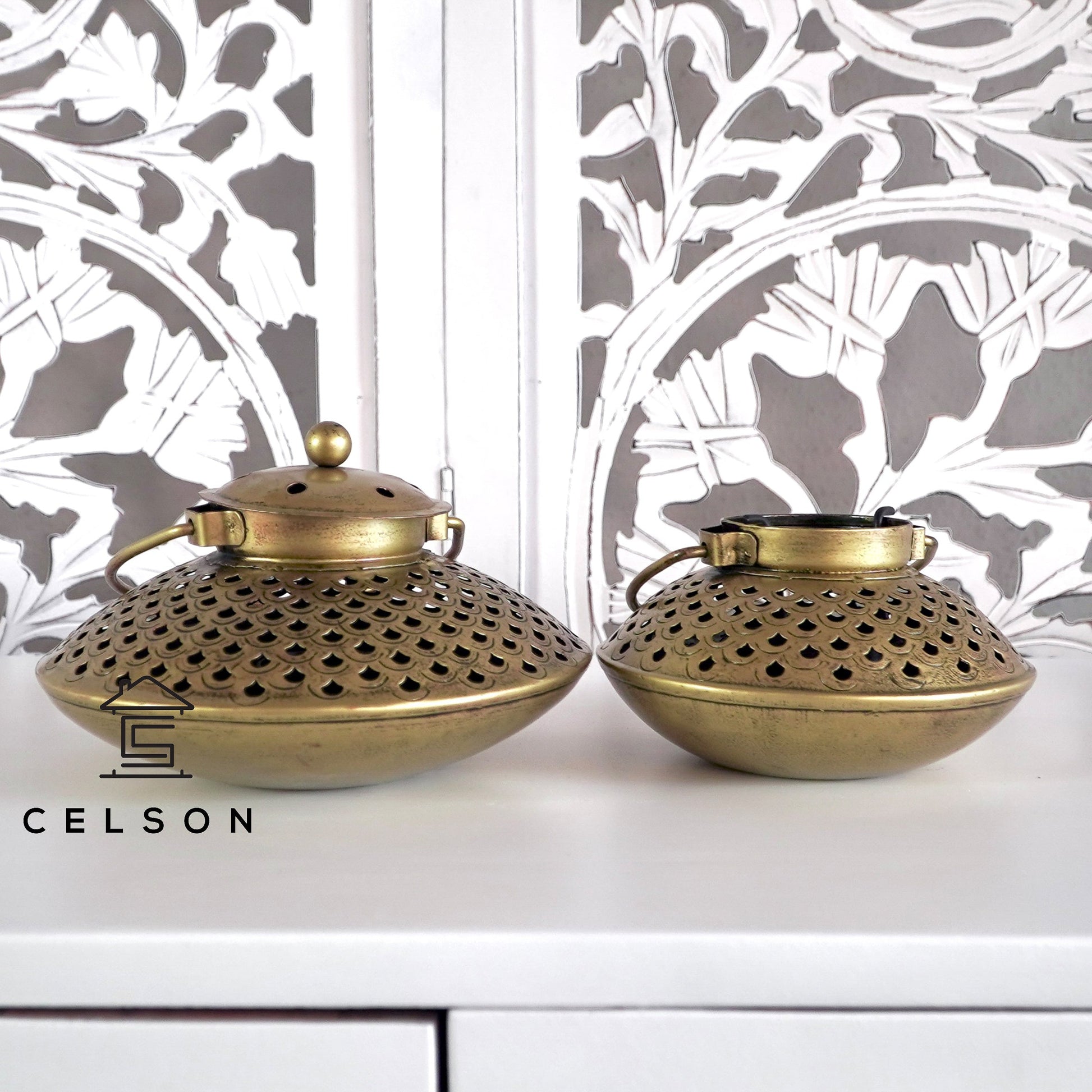 Fish Antique Brass Lantern