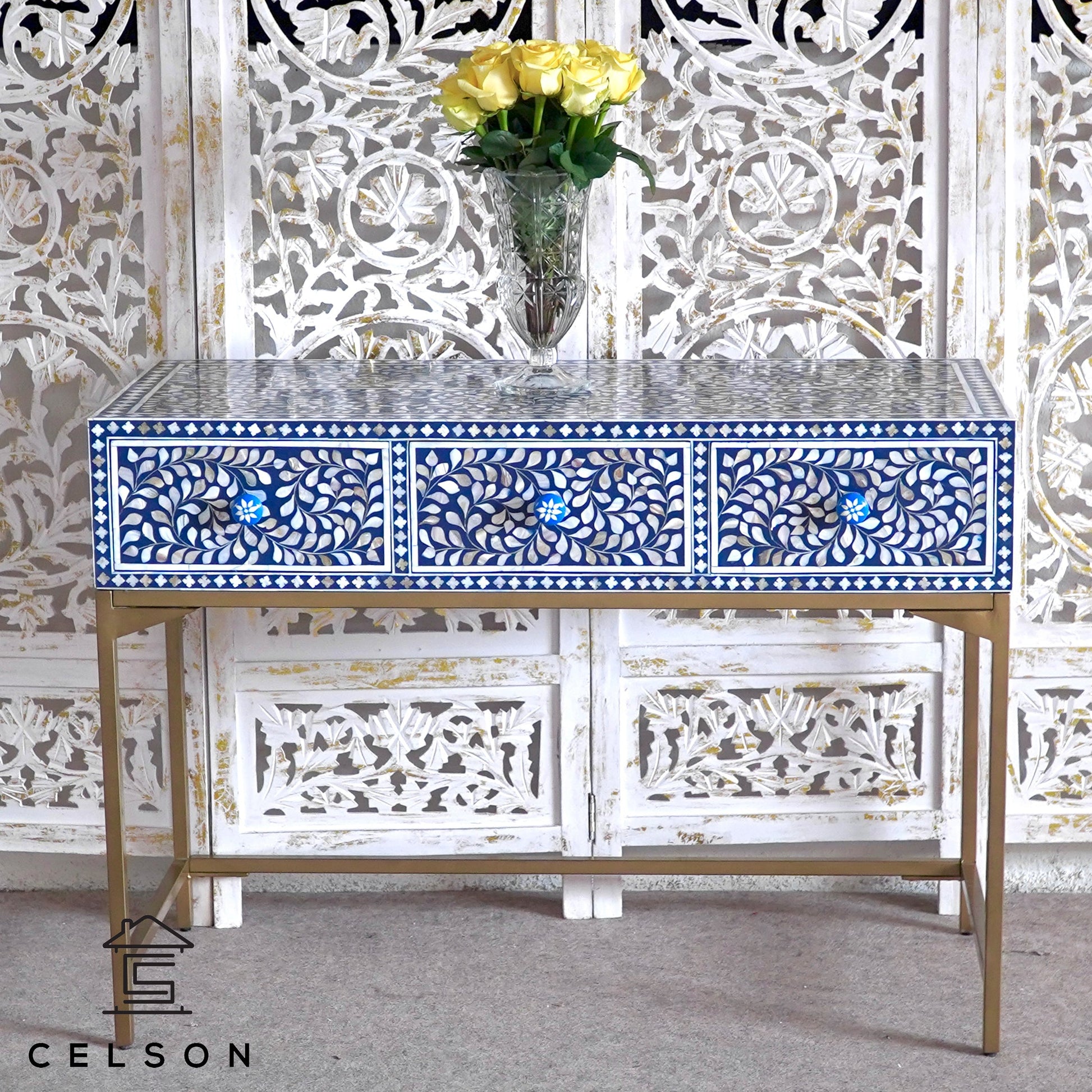Michael Mother of Pearl Inlay Console Table