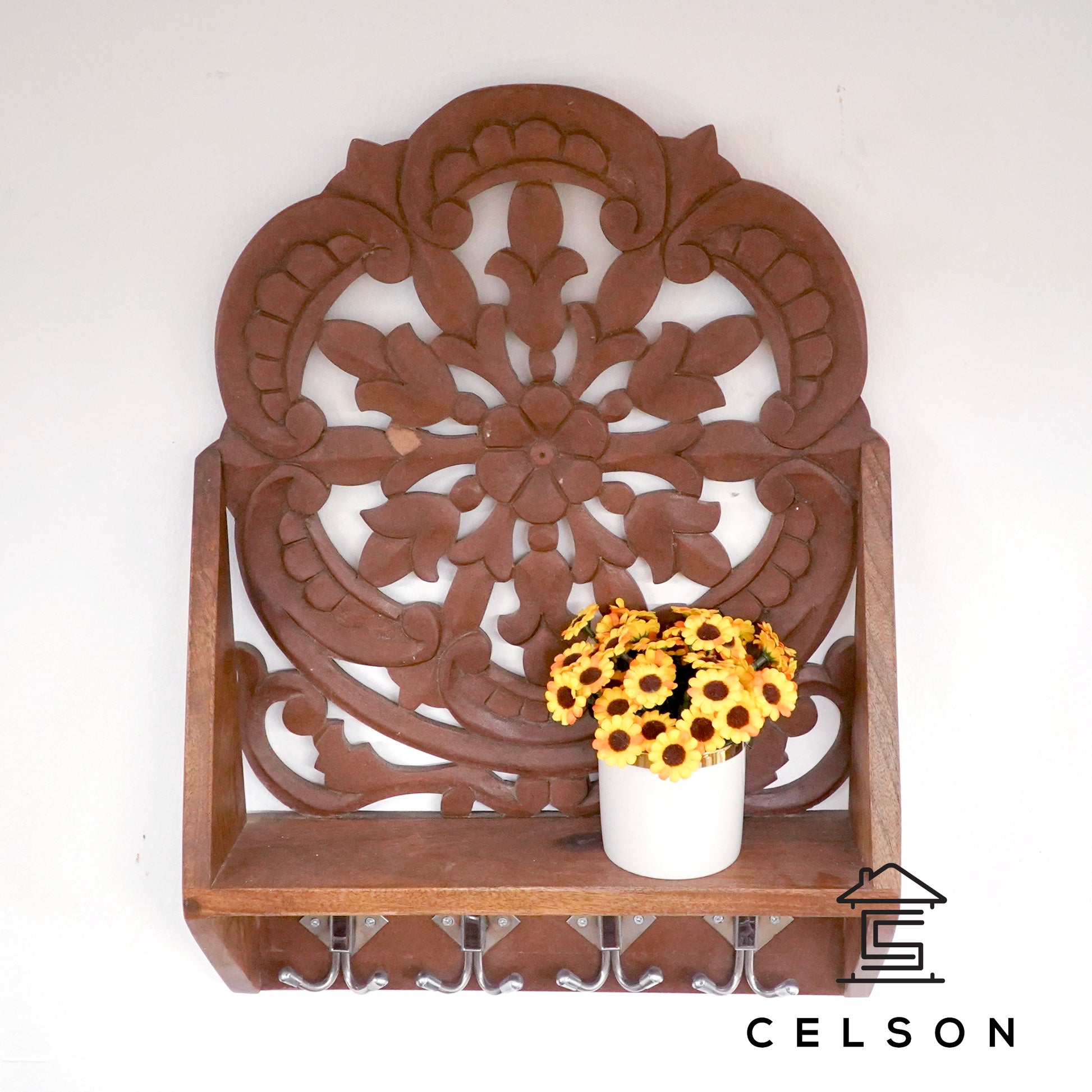 Liam Hand Carved Wall Shelf
