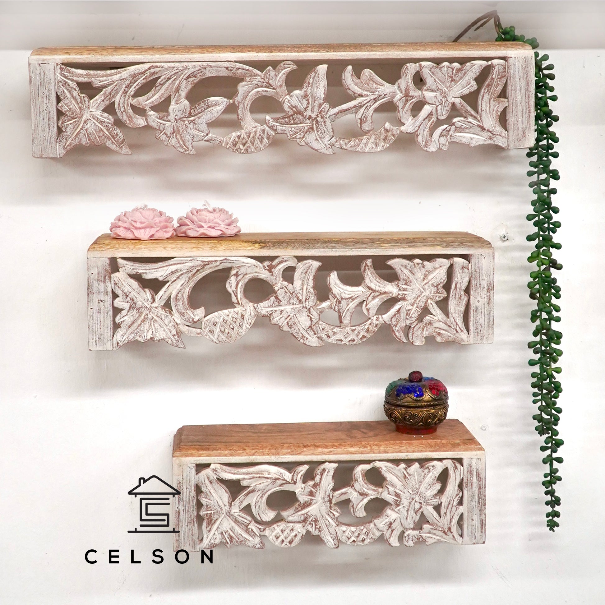 Megan Wooden Wall Shelves Set