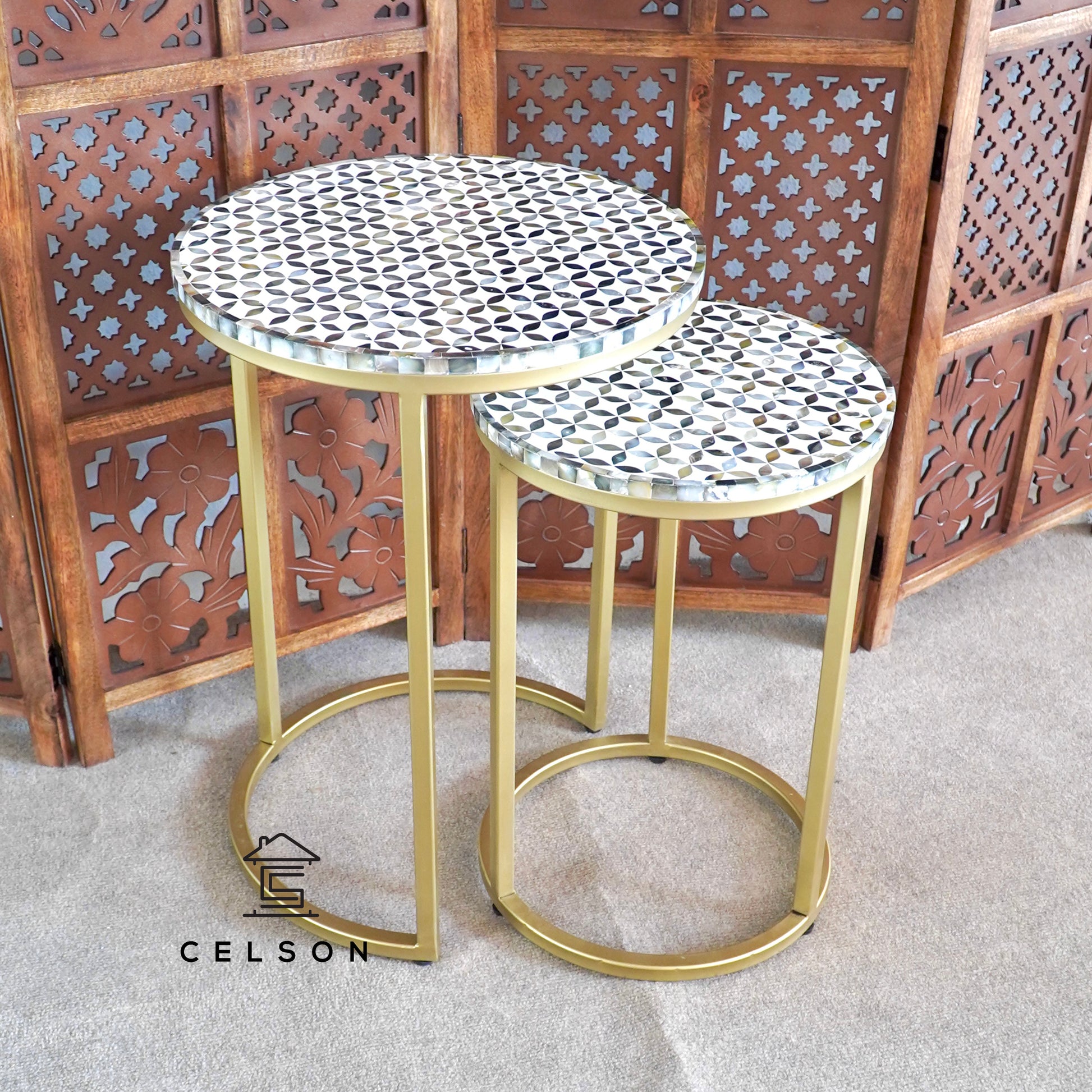 Miranda Mother of Pearl Inlay Nesting Table