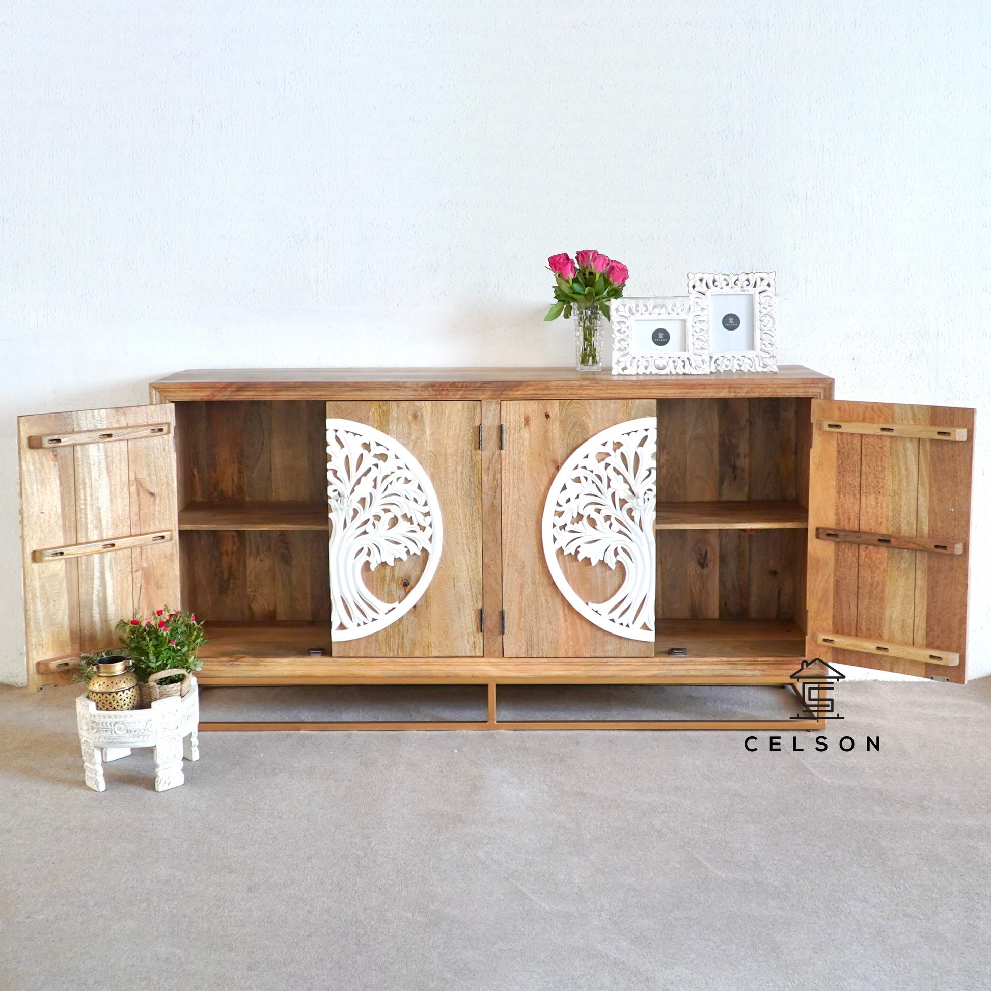 Leona Hand Card Wooden Sideboard