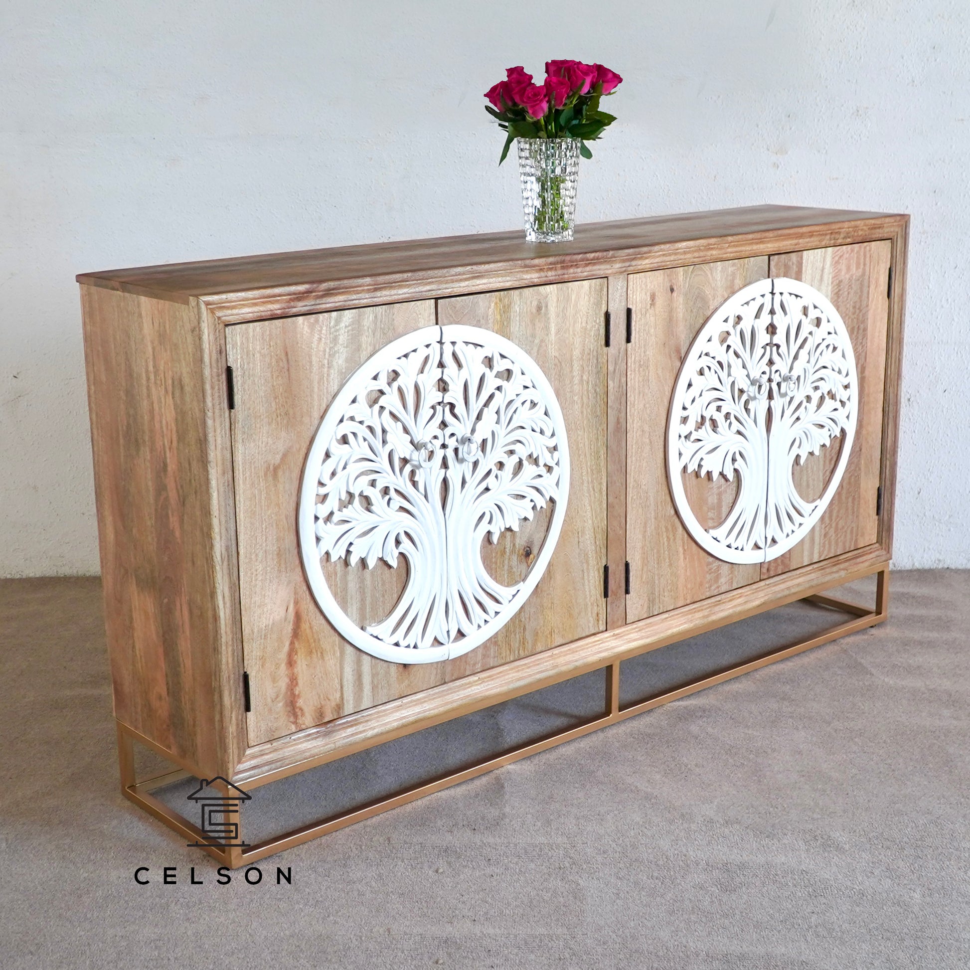 Leona Hand Card Wooden Sideboard