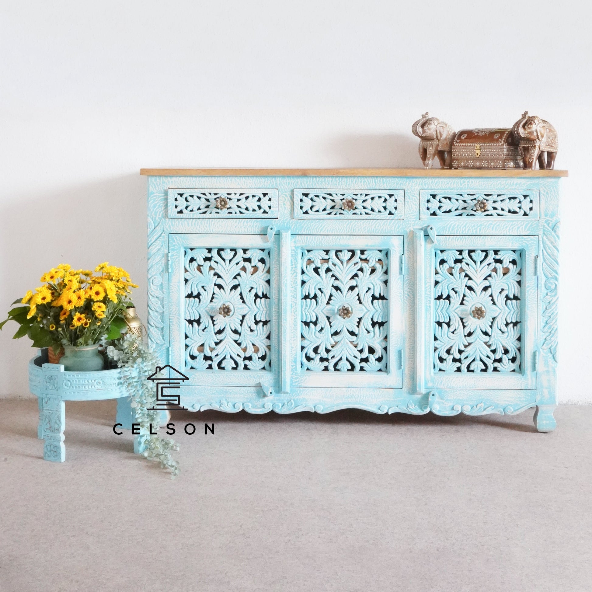 Deepak Hand Carved Wooden Sideboard