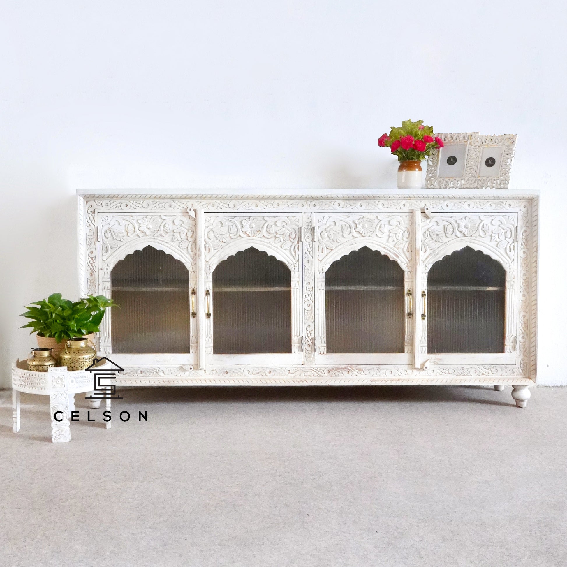 Travis Hand Carved Wooden Sideboard