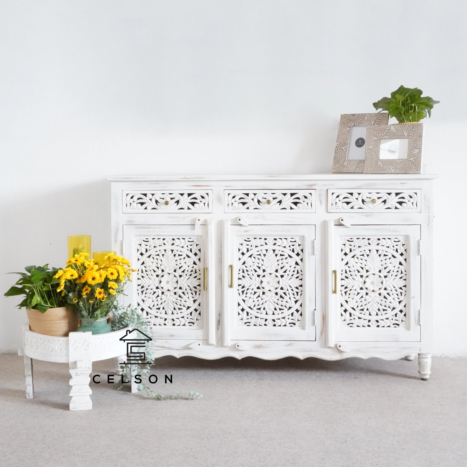 Sarah Hand Carved Wooden Sideboard