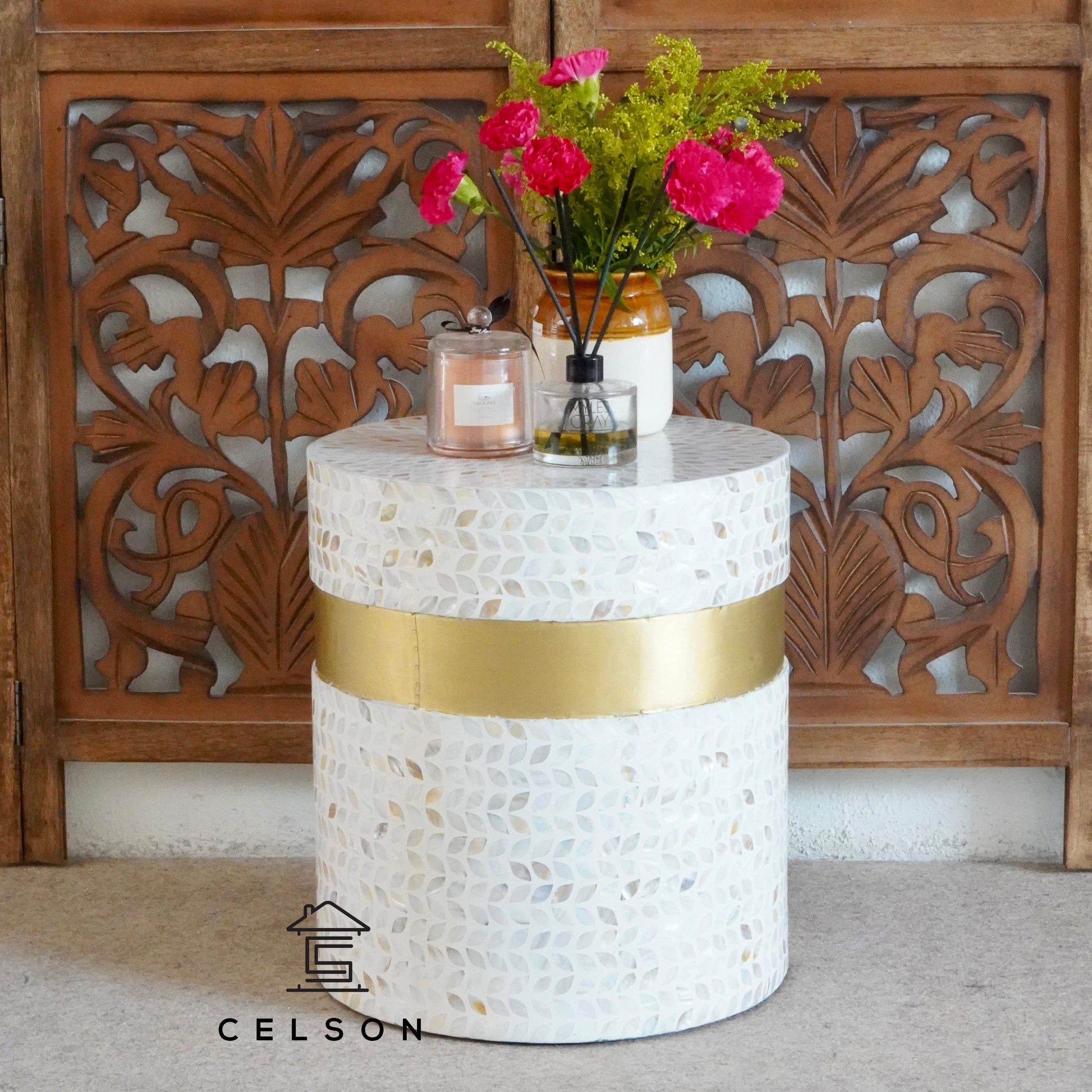 Jimmy Mother of Pearl Inlay Stool