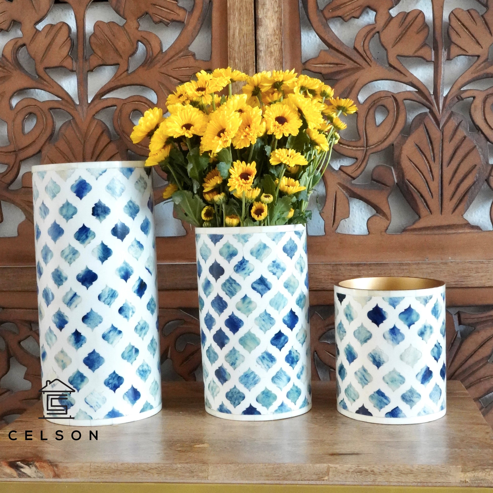 Lira Bone Inlay Vase