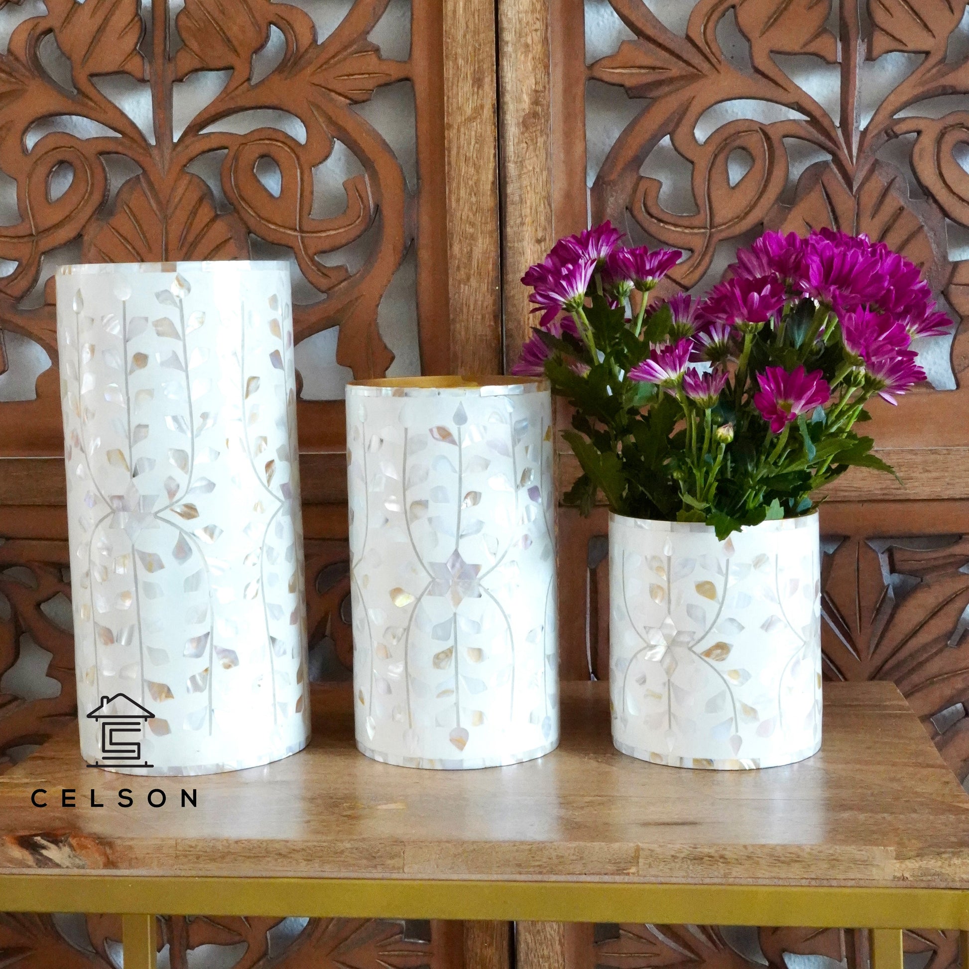 Winnie Mother of Pearl Inlay Vase