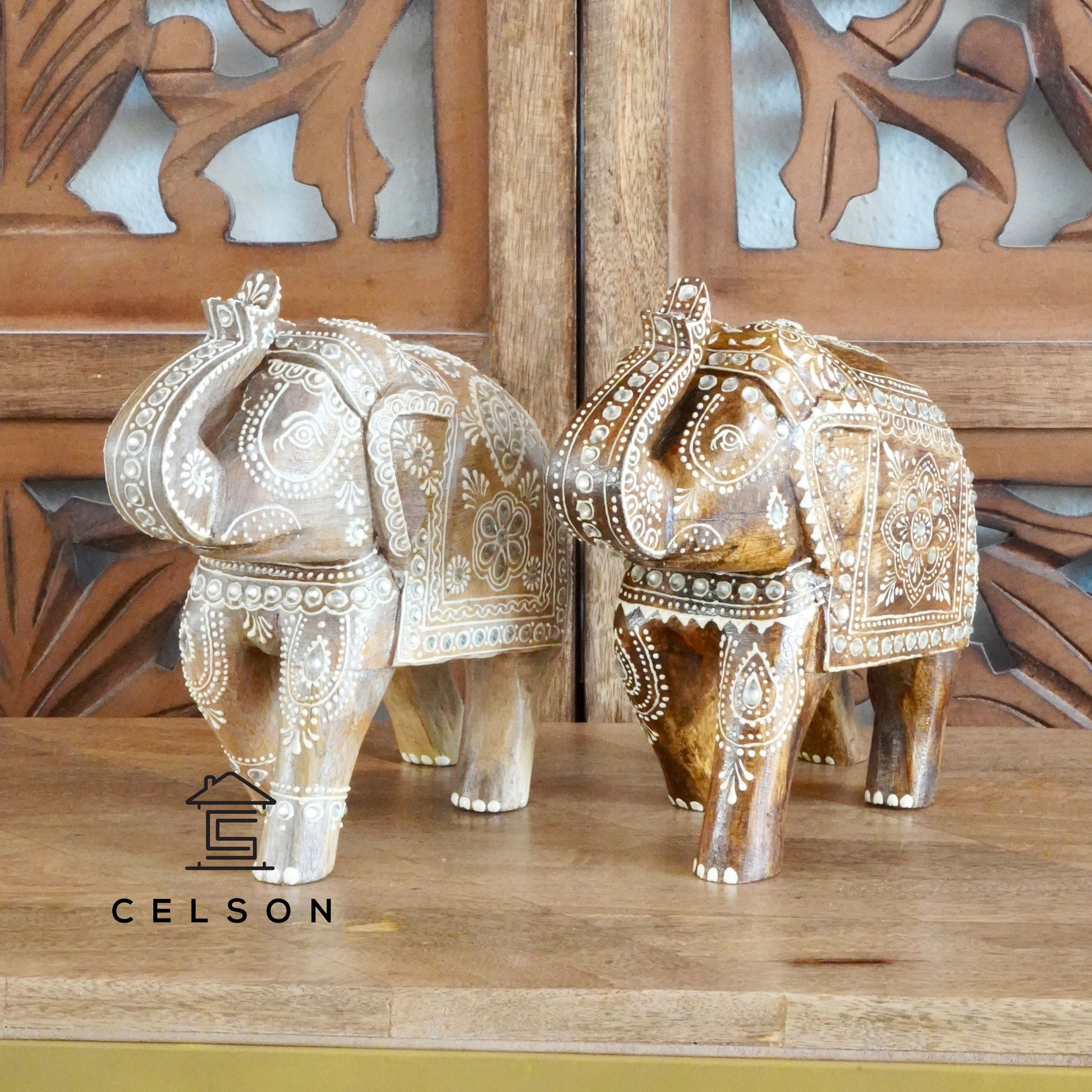 Hand Painted Wooden Elephant