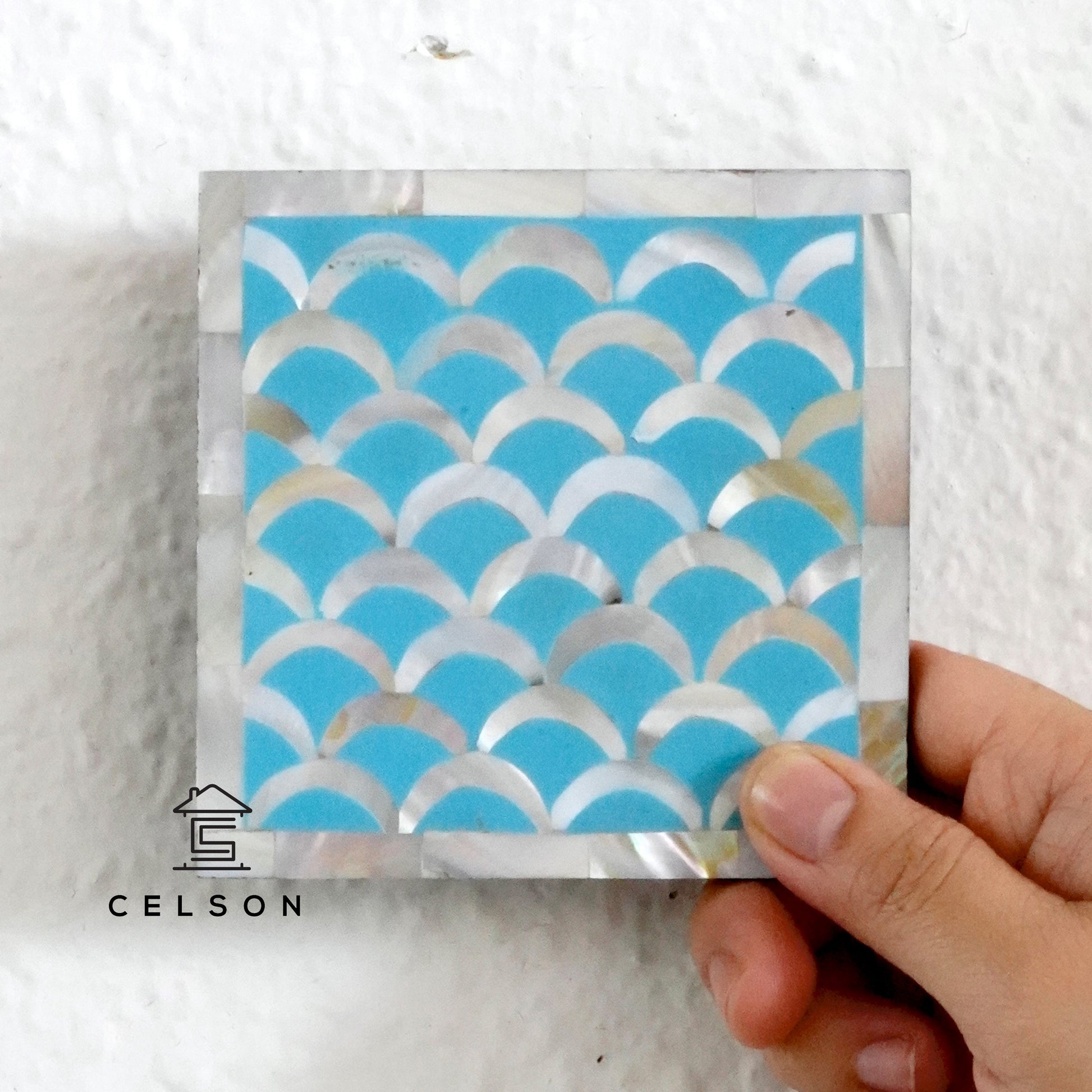 Nolan Mother of Pearl Inlay Multi Colors Coaster