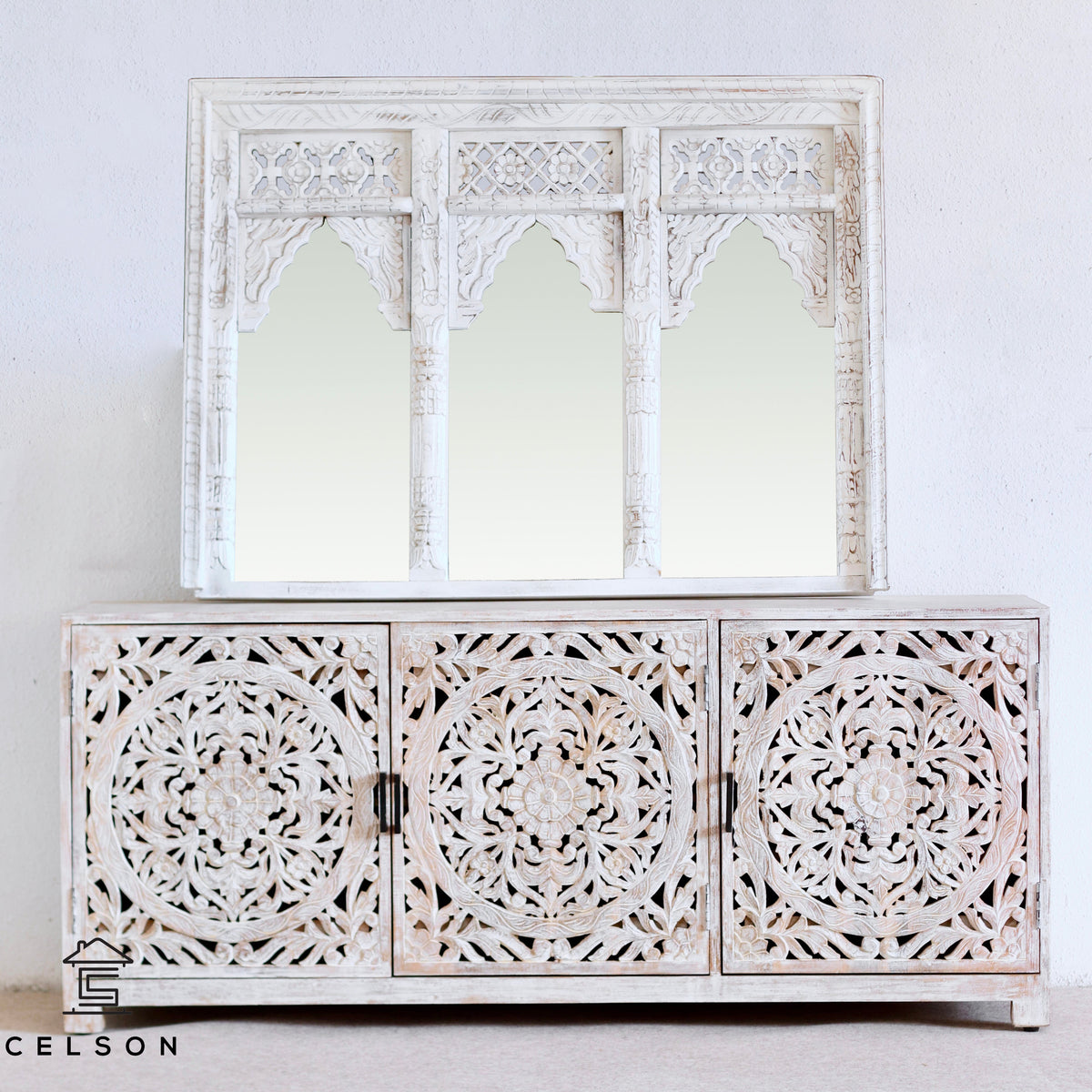 Joyce Carved Wooden Mirror