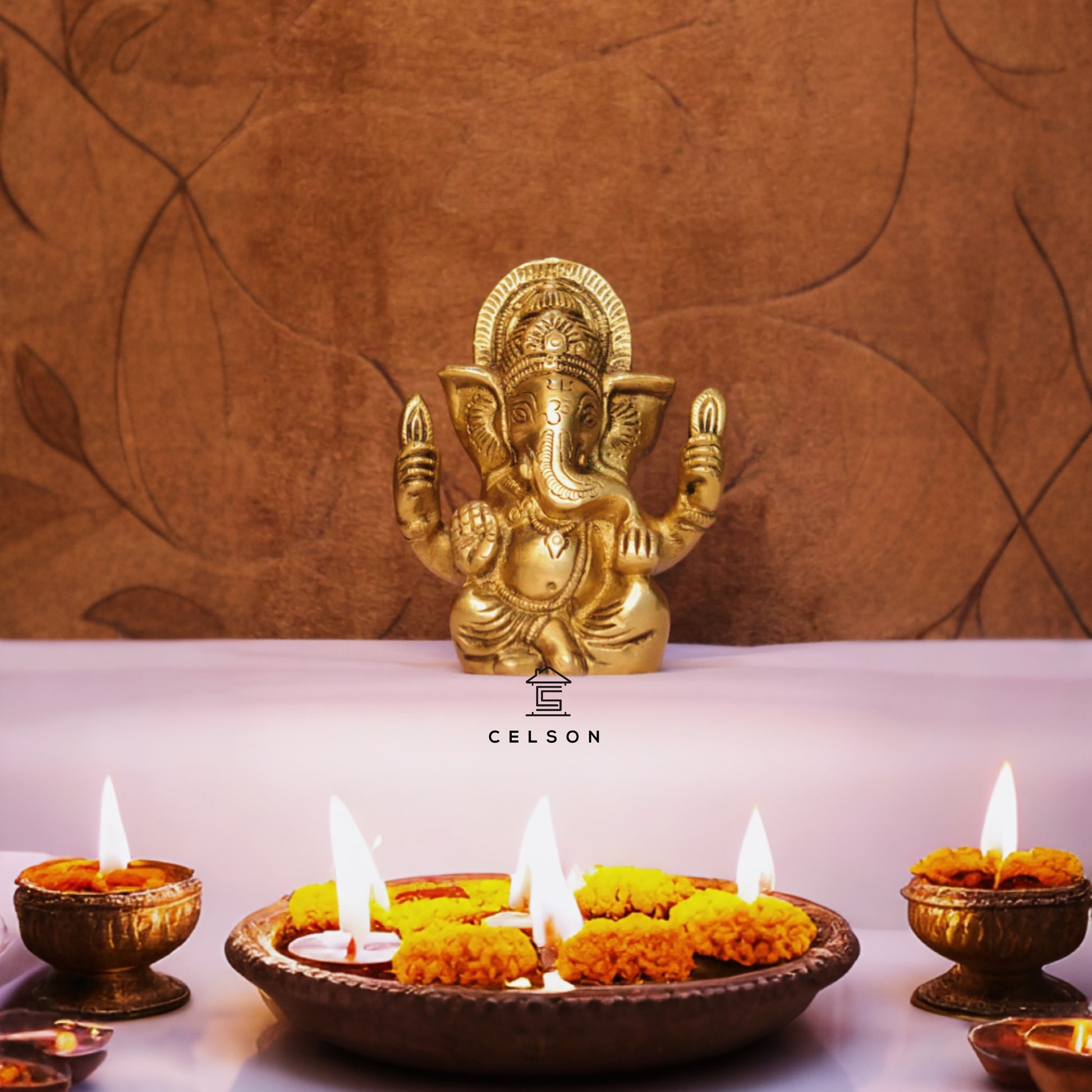 Auspicious Brass Ganesha Statue